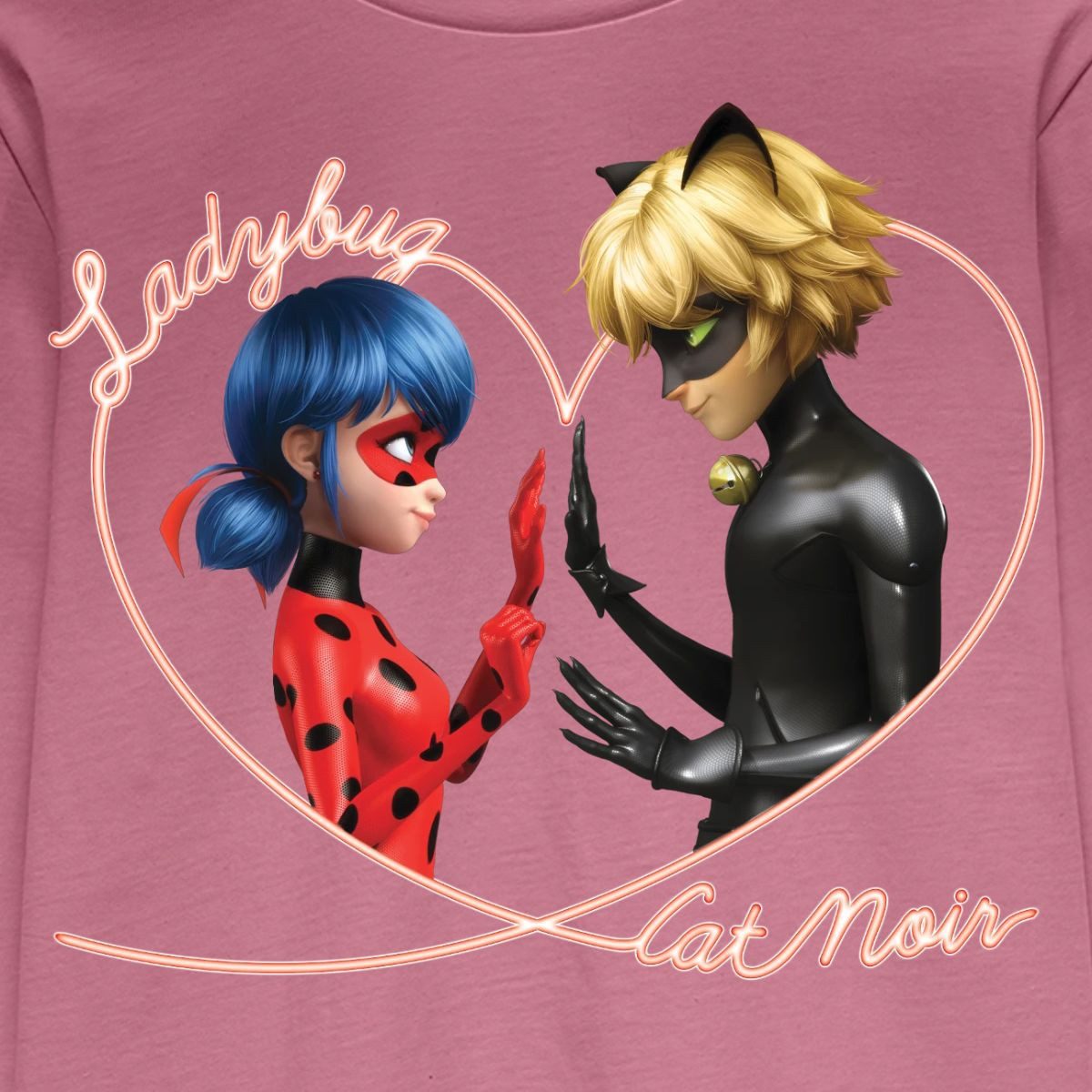Spreadshirt T-Shirt Miraculous Ladybug Und Cat Noir Herz Kinder Premium Langarmshirt (1-tlg) – Bild 2 von 5