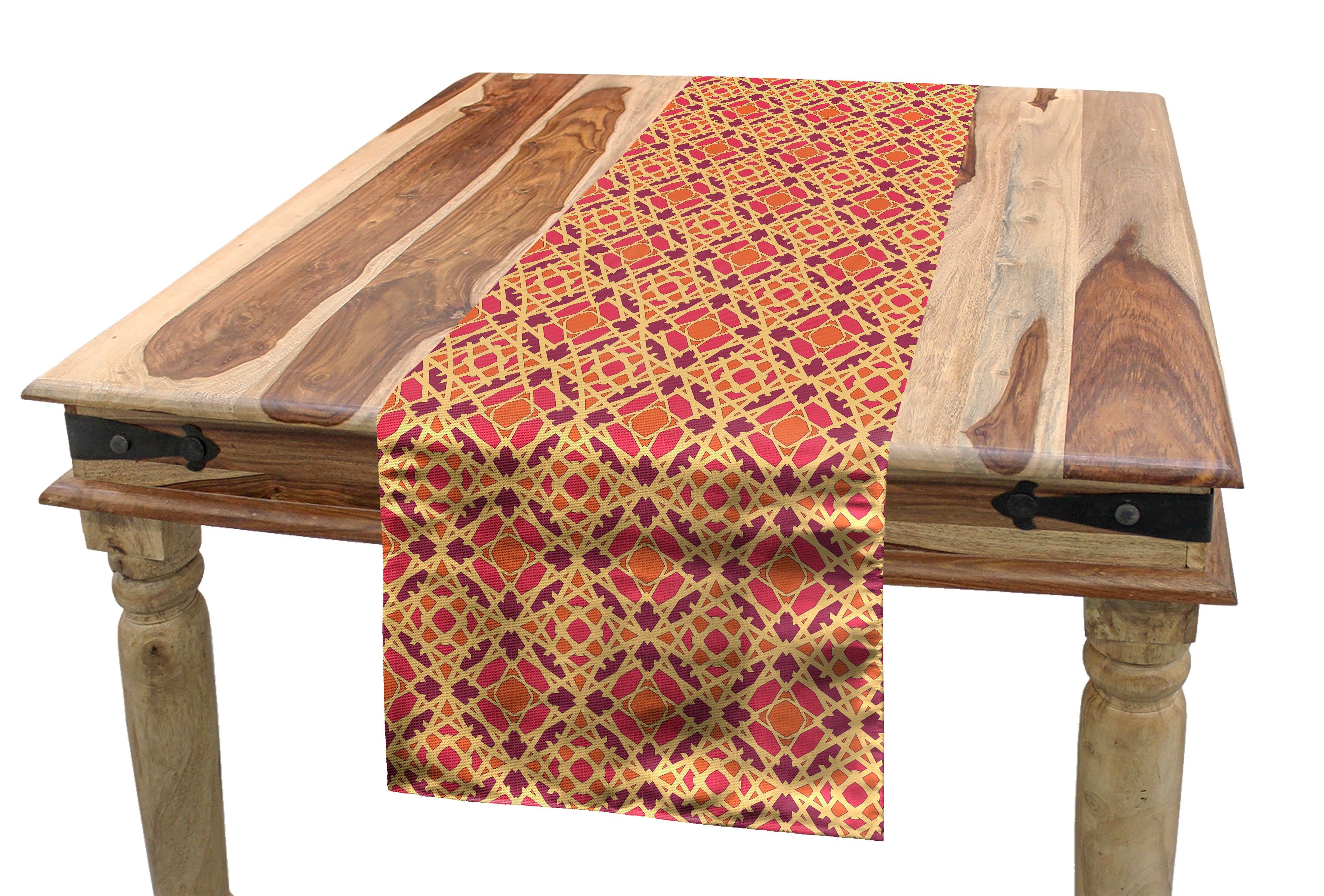 Abakuhaus Tischläufer Esszimmer Küche Rechteckiger Dekorativer Tischläufer, Geometrisch Zier Formen Mosaik