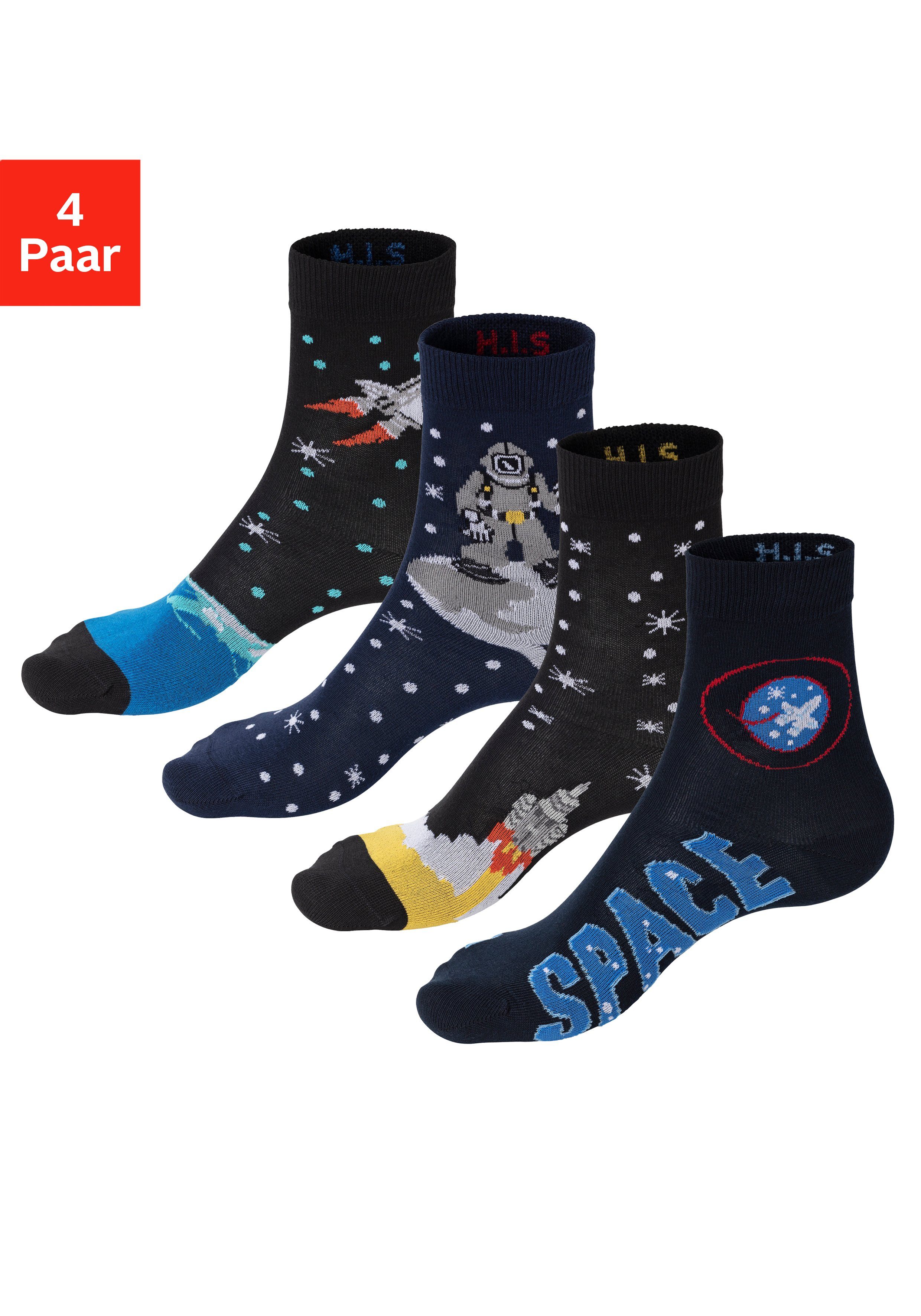 H.I.S Socken (Packung, 4-Paar) mit eingestrickten Motiven