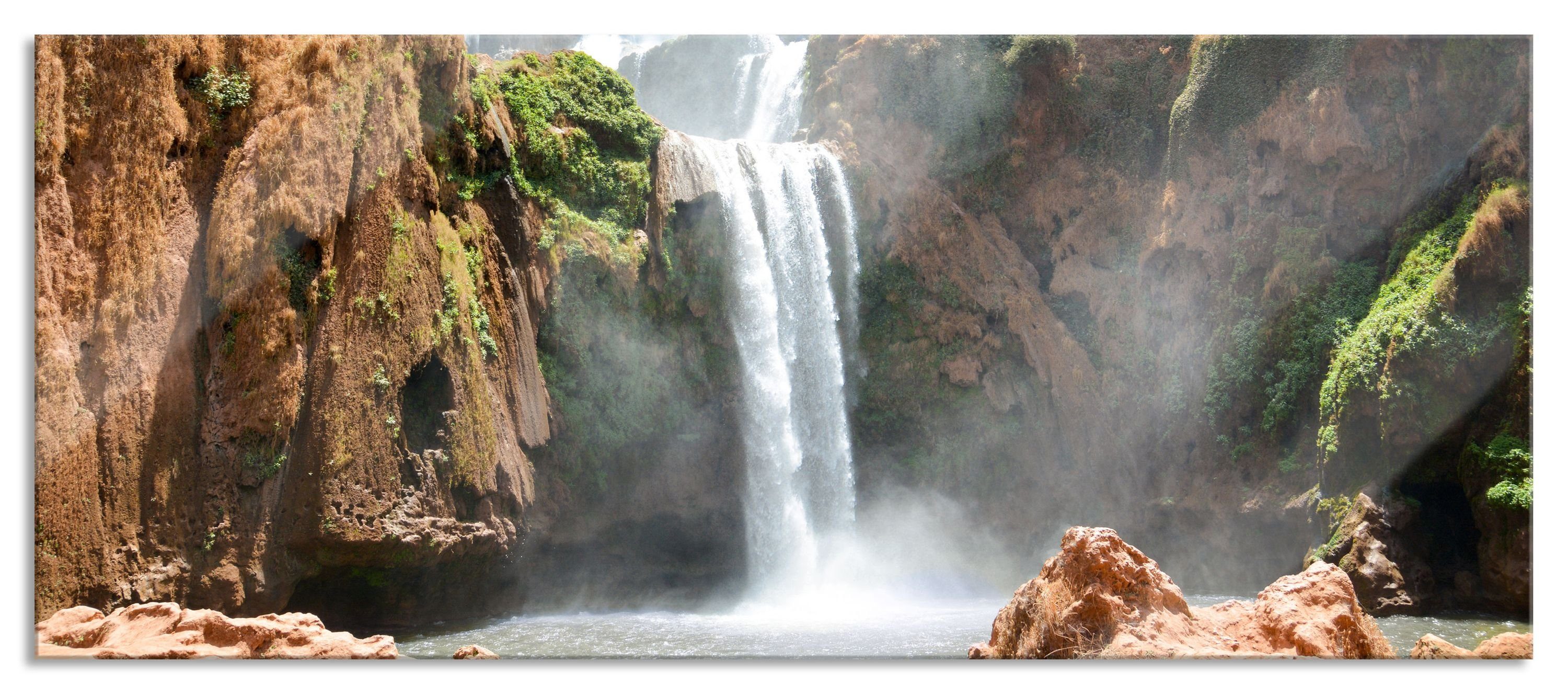 Pixxprint Glasbild Spektakulärer Wasserfall, Spektakulärer Wasserfall (1 St), Glasbild aus Echtglas, inkl. Aufhängungen und Abstandshalter
