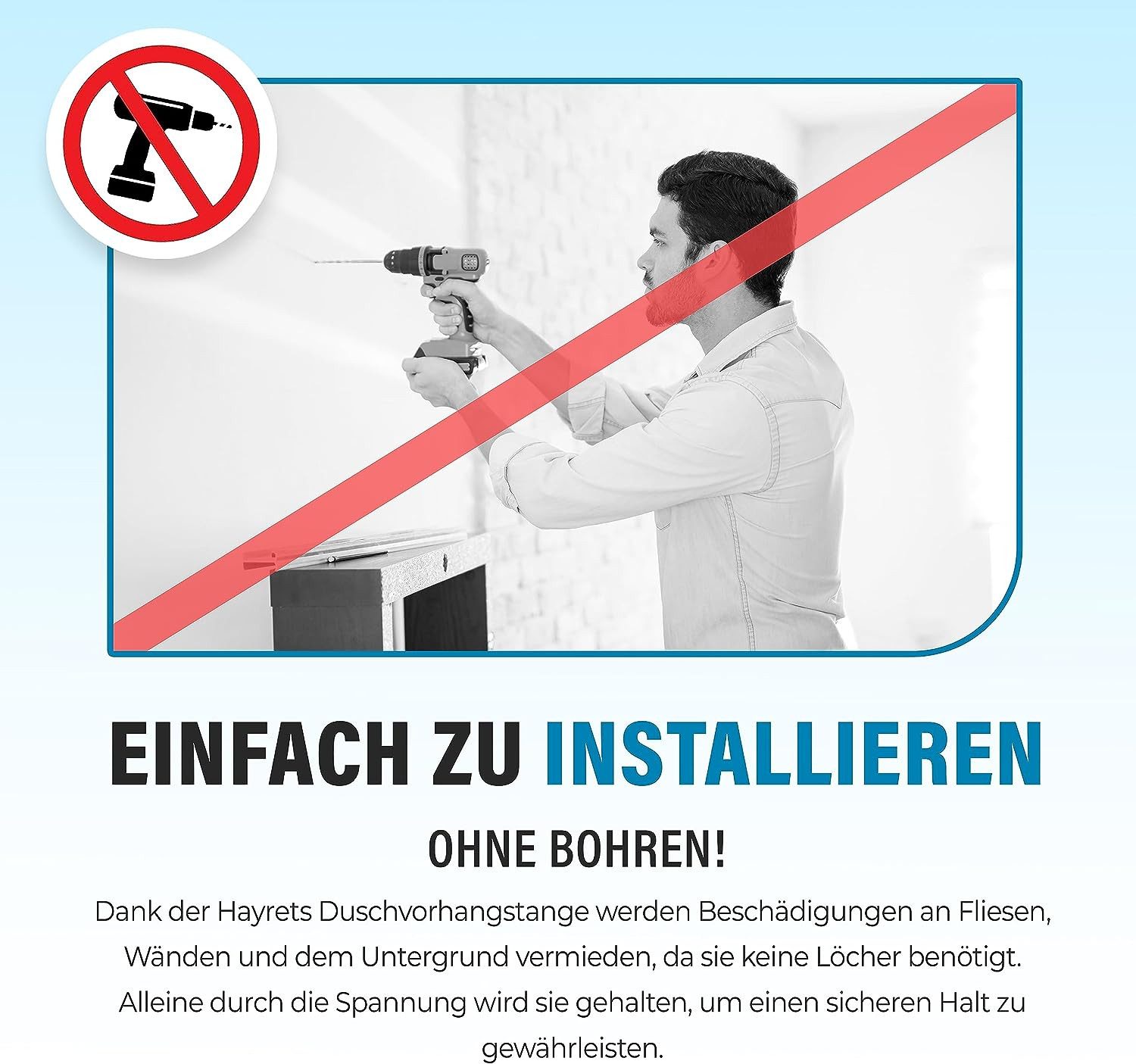 LikeKa Duschvorhangstange Gardinenstange ohne Bohren Klemmstange nickel mat günstig online kaufen