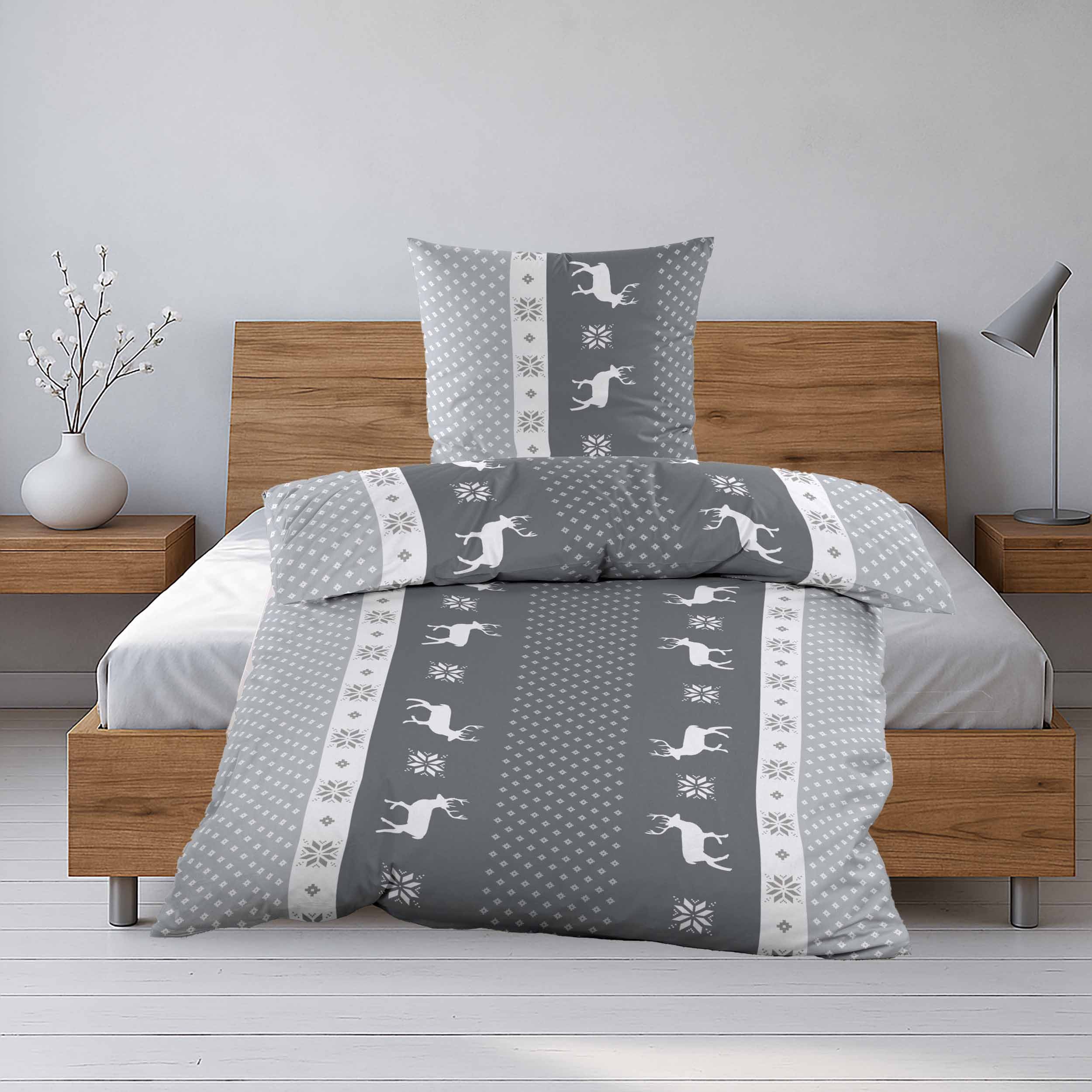 Casa Colori Bettwäsche 135x200 cm 100% Baumwolle mit Reißverschluss, Biber, günstig online kaufen