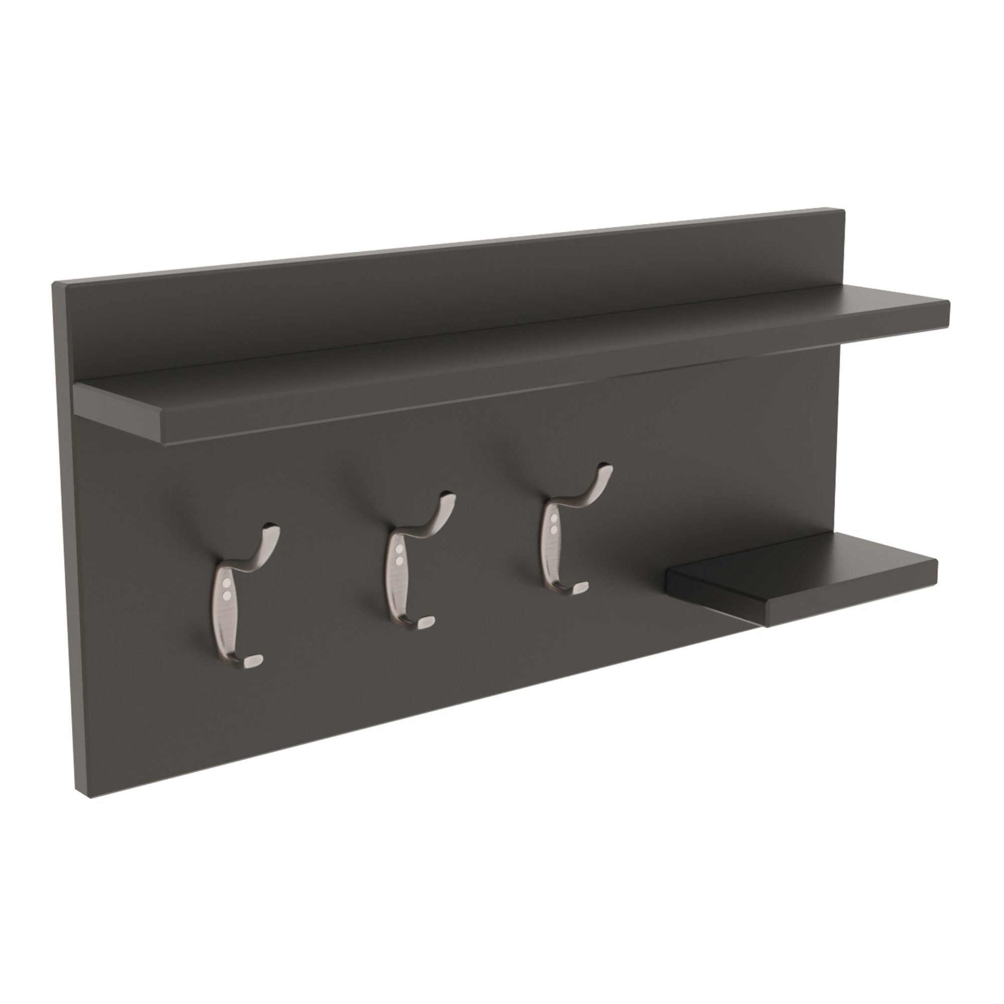 en.casa Wandgarderobe, »Ånge« mit 3 Doppelhaken 62 x 12 x 30 cm Anthrazit