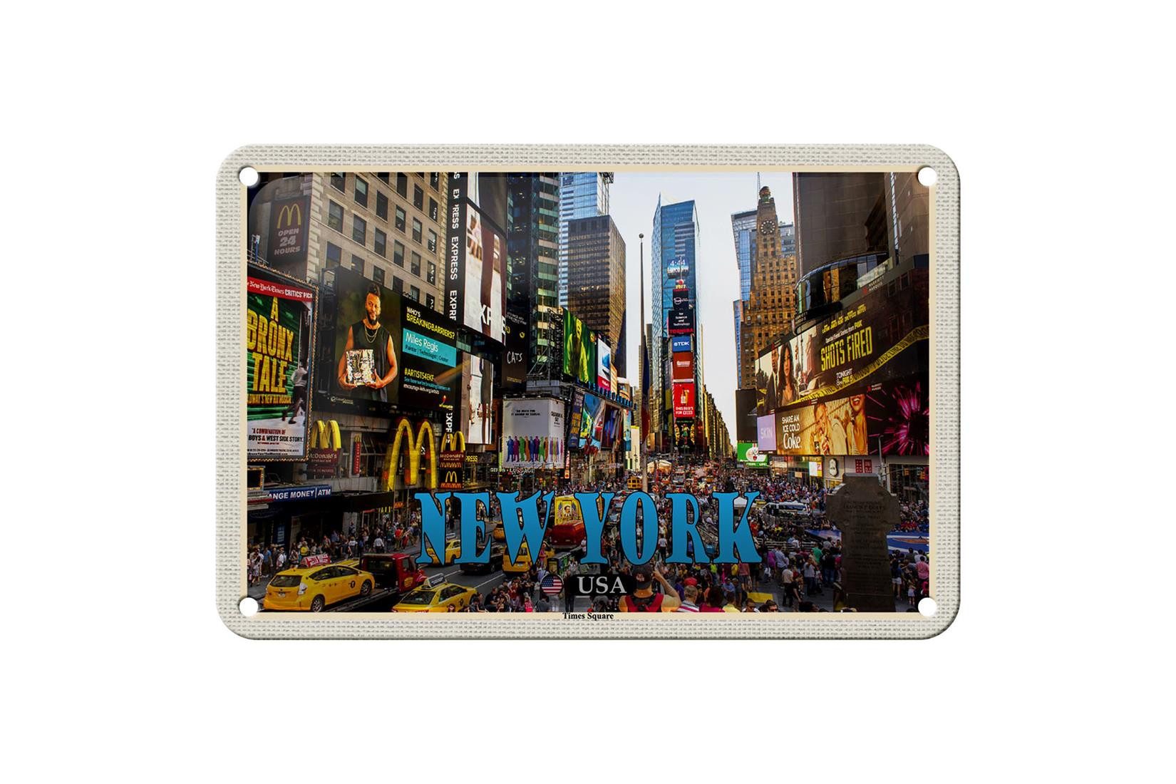 Metallschild Reise 18x12cm New York USA Times Square Zentrum Schild