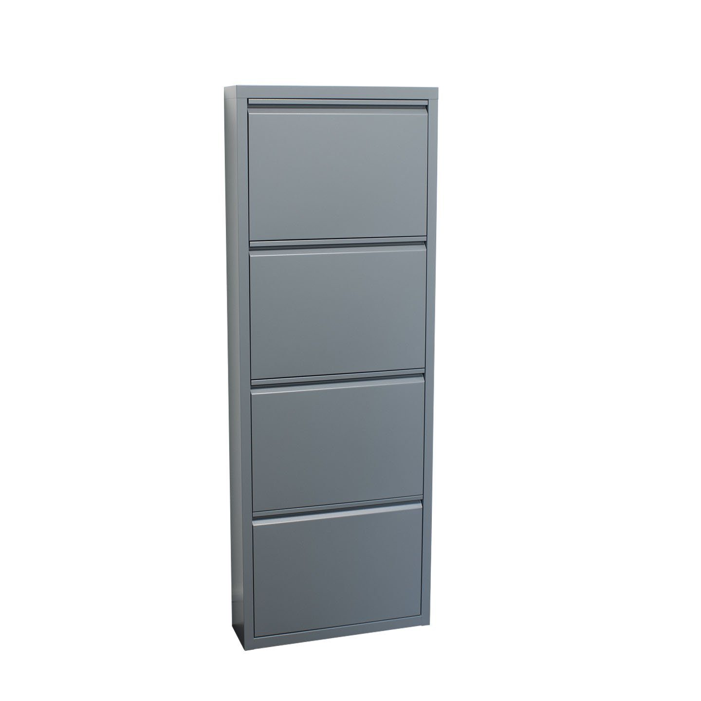ebuy24 Schuhschrank Pisa Schuhschrank mit 4 Klappen/Türen in Metall gr Grau