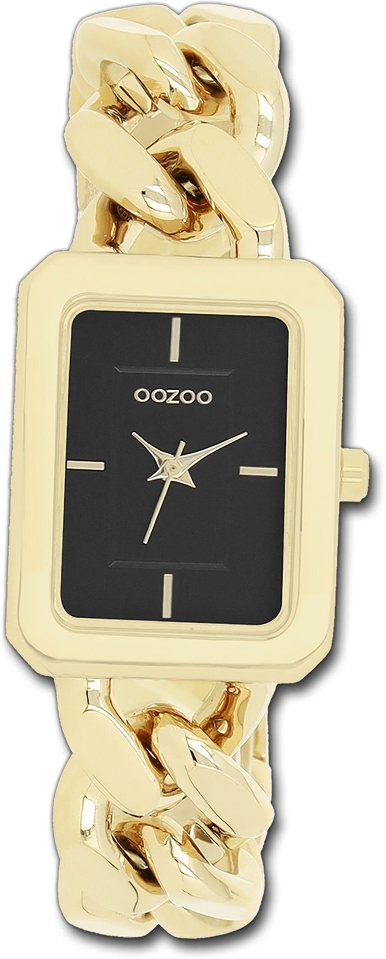 OOZOO Quarzuhr Oozoo Damen Armbanduhr Timepieces, Damenuhr Metallarmband gold, rechteckiges Gehäuse, groß (ca. 31x24mm)