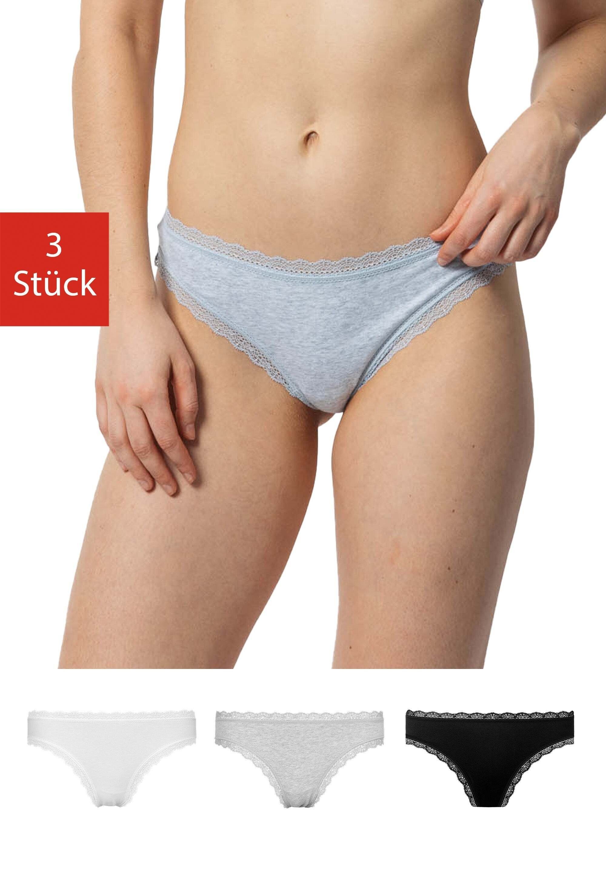 SNOCKS Tanga String Damen Unterhose (3-St) mit Spitze, unsichtbar unter dei günstig online kaufen
