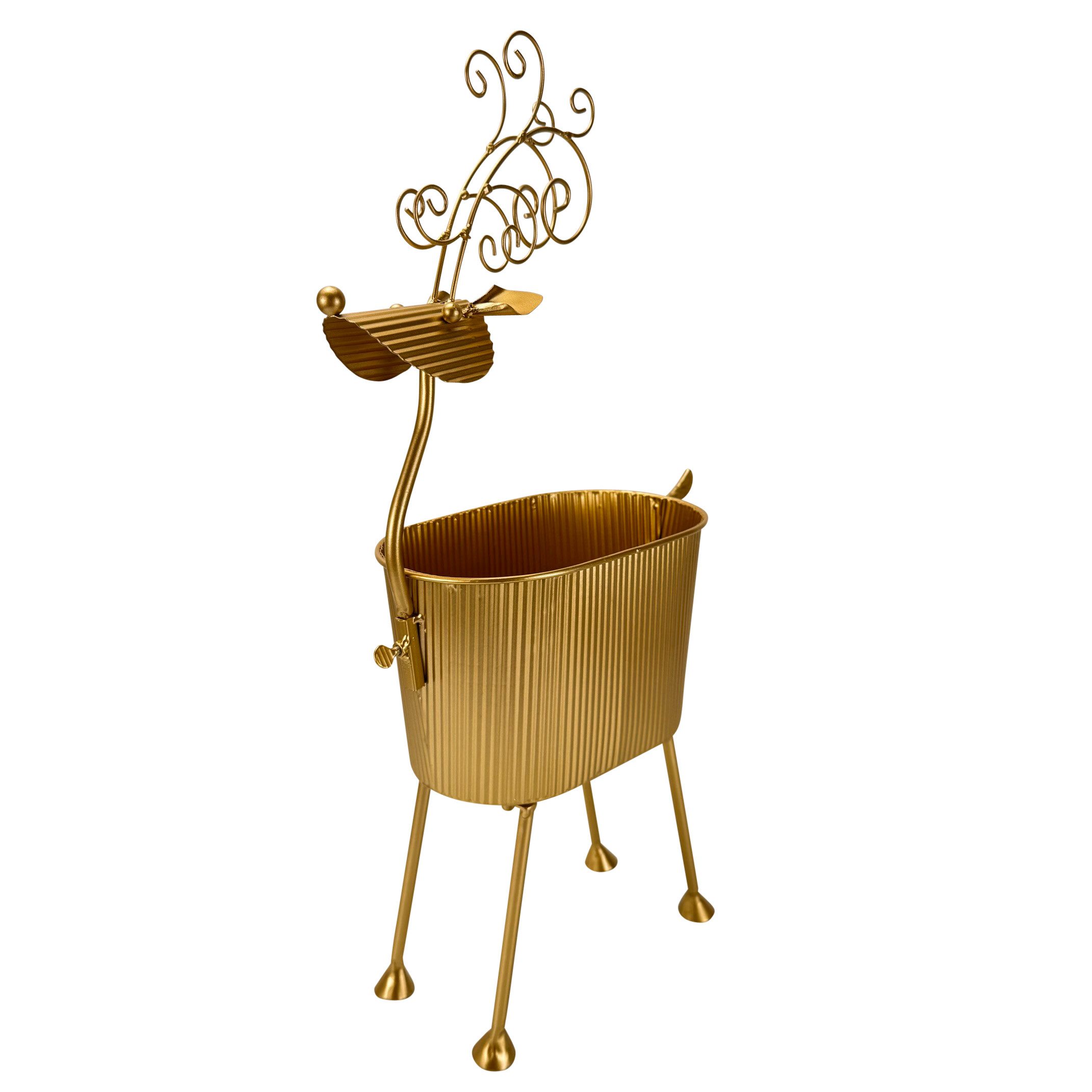 Online-Fuchs Blumentopf Hirsch aus Metall - Pflanzenständer, Blumenkasten - 54 cm groß (Innen- und Außnebereich, Deko für Herbst & Winter), ideal für den Eingangsbereich, Terrasse oder dem Balkon
