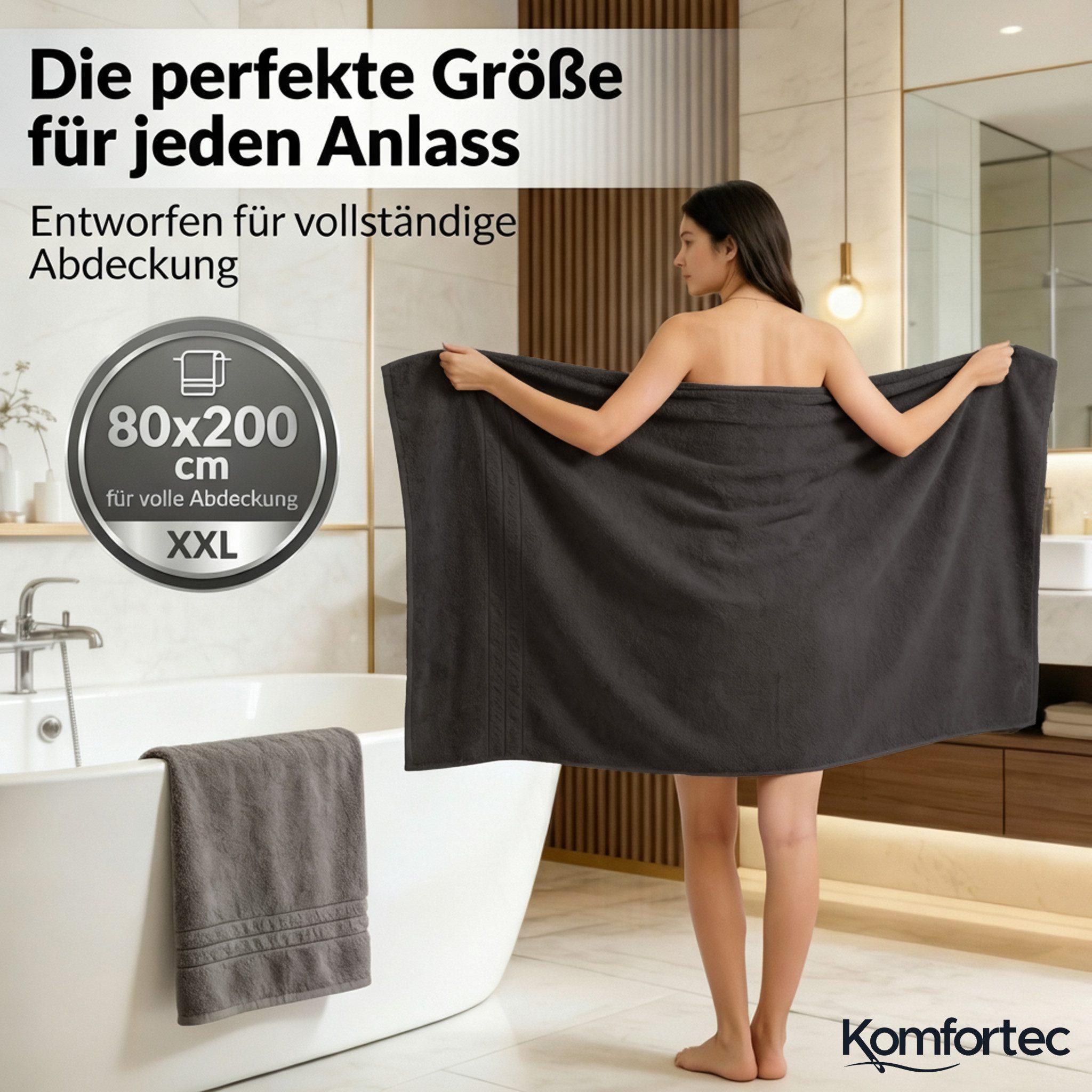 Komfortec Saunatuch Frotte aus 100% Baumwolle, Frottee (Packung, 2-St), 80x günstig online kaufen