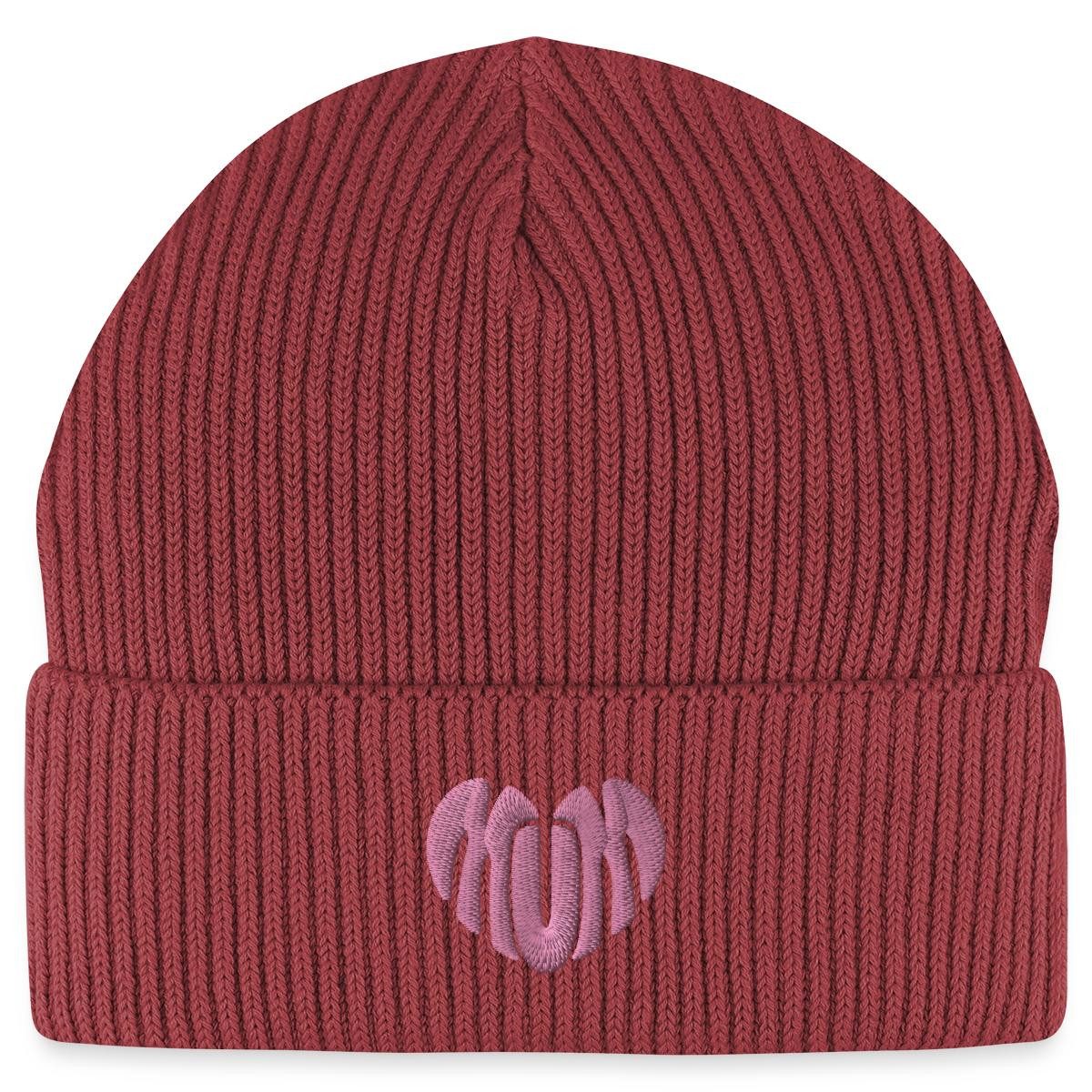 Beanie Stickerei Mum Pinkes Herz Fisherman Beanie Bio Mütze
