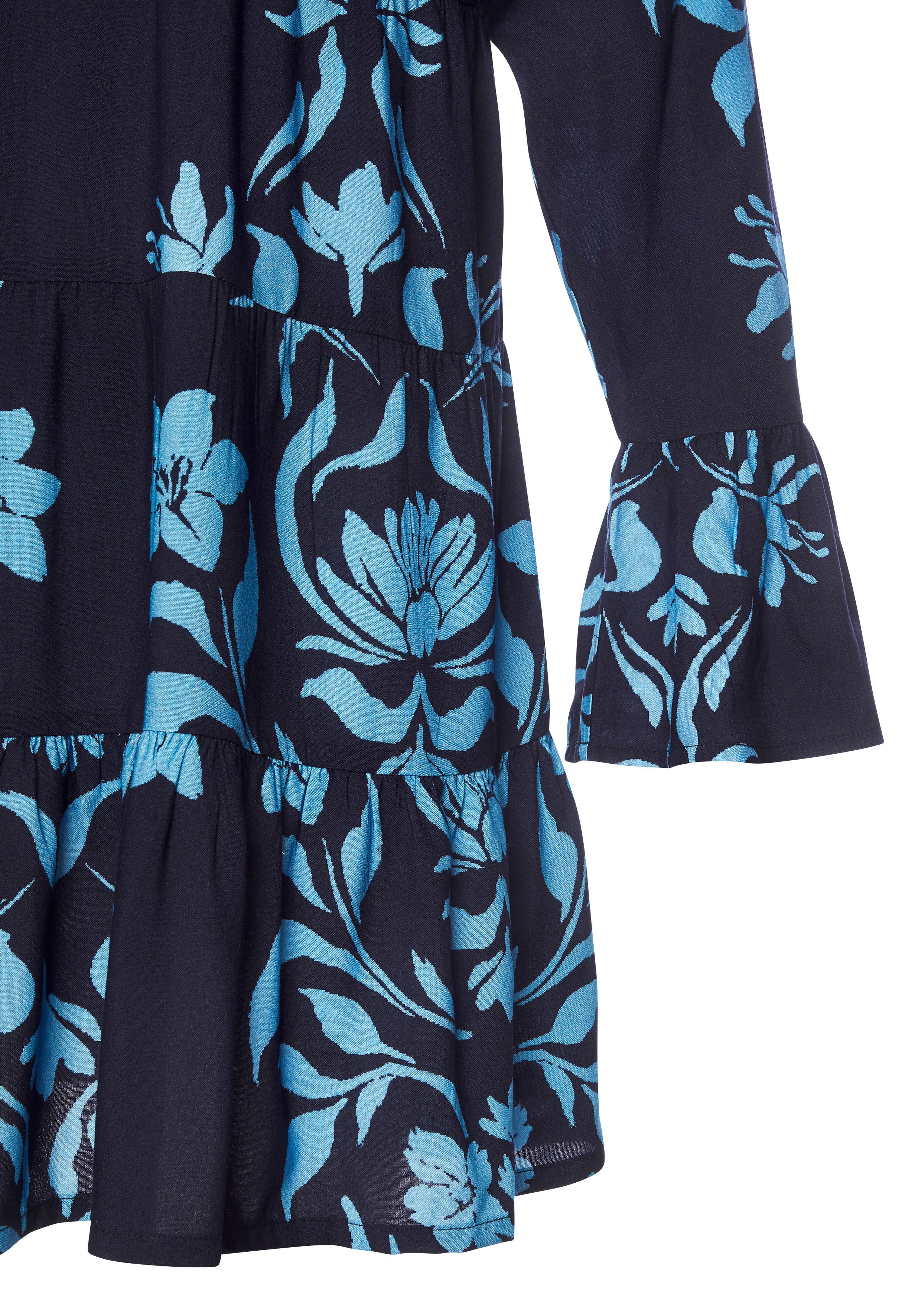 LASCANA Strandkleid mit Blumendruck in weiter Passform, Sommerkleid mit langen Ärmeln – Bild 4 von 5
