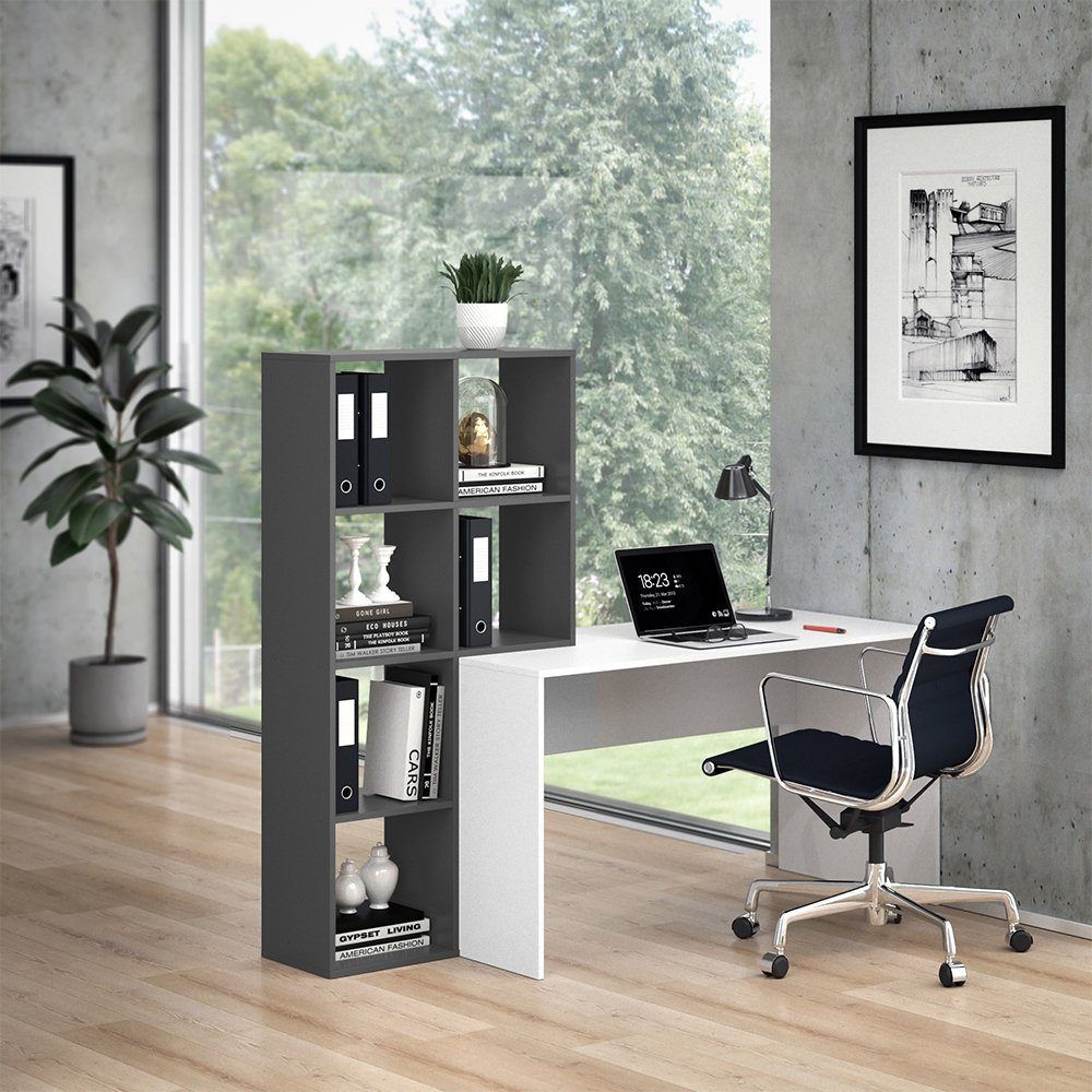 Vicco Schreibtisch Arbeitstisch Computertisch mit MARA Raumteiler Regal