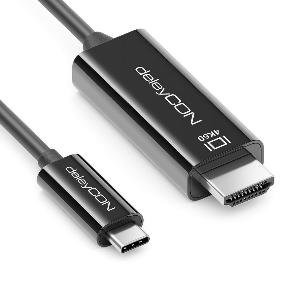 deleyCON deleyCON 3,0m USB-C auf HDMI Kabel - 4K@60Hz UHD 2160p C-Stecker auf  HDMI-Kabel