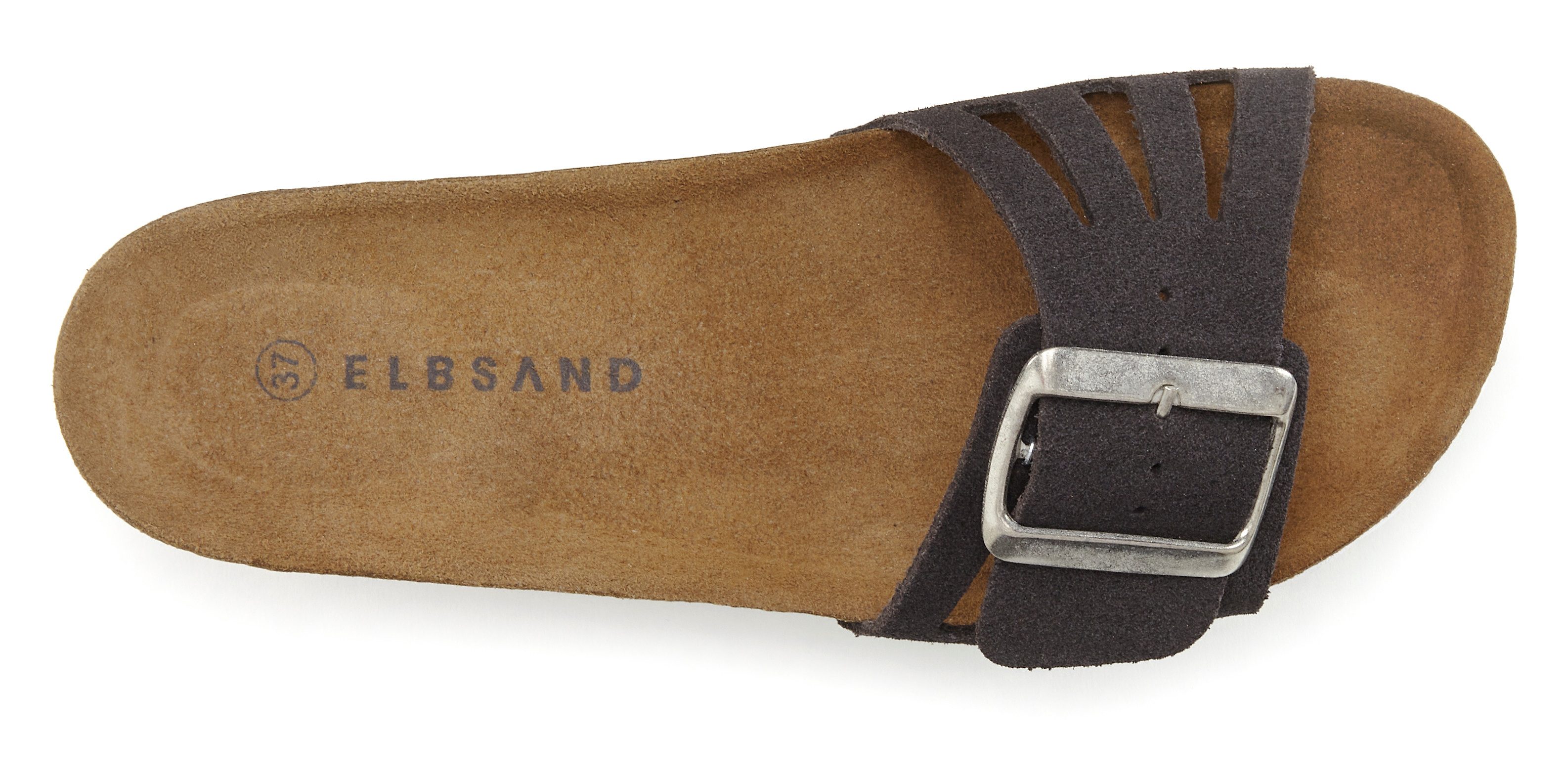 Elbsand Sandale, Mule, offener Schuh, Sommerschuhe, Lederpantolette Pantolette aus Leder mit weichem Korkfußbett