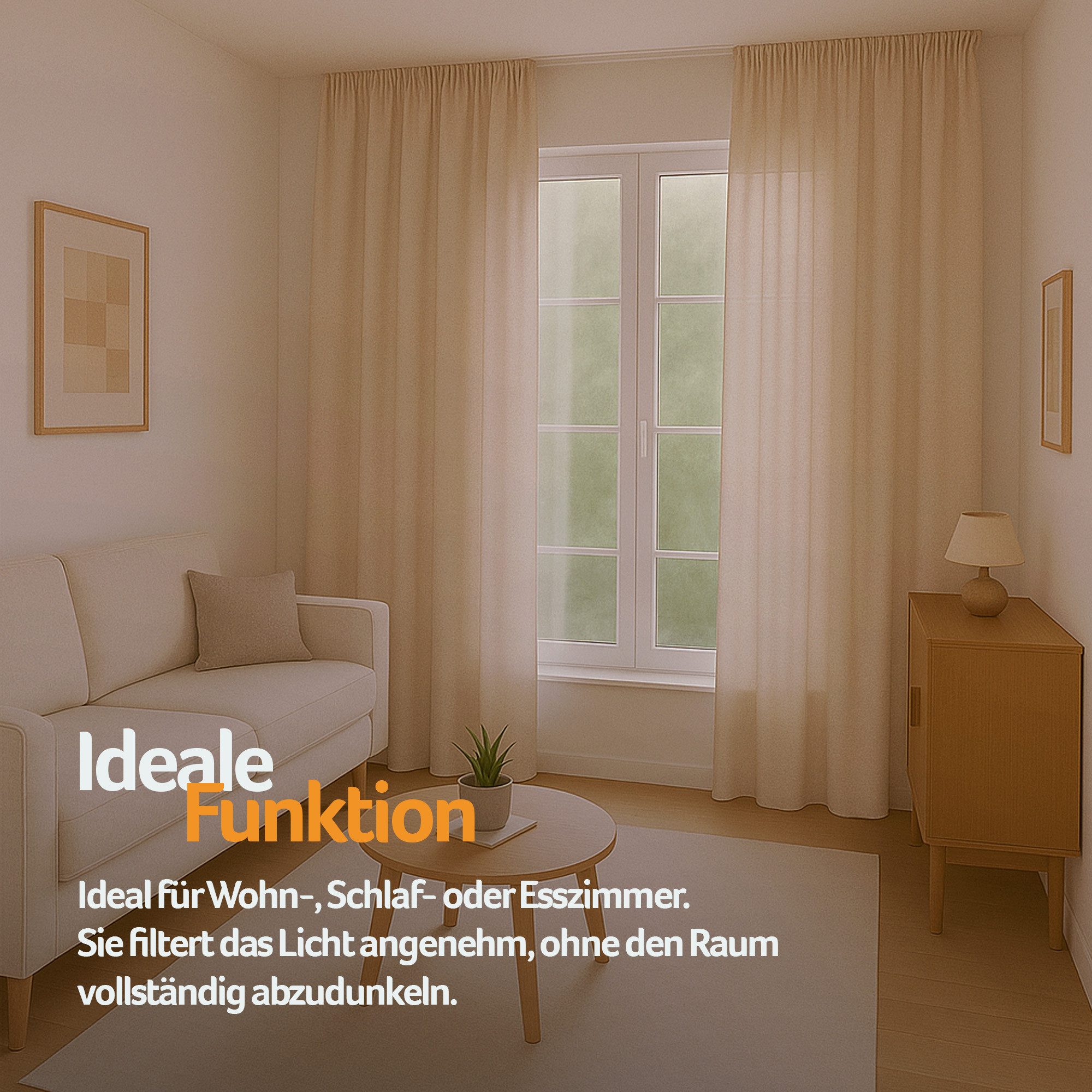 Bestlivings Gardine "Ellen" mit Universalband (2 St), Kräuselband, blickdicht, in moderner Satin-Optik, einfarbig, modern, waschbar bei 30°C – Bild 4 von 5