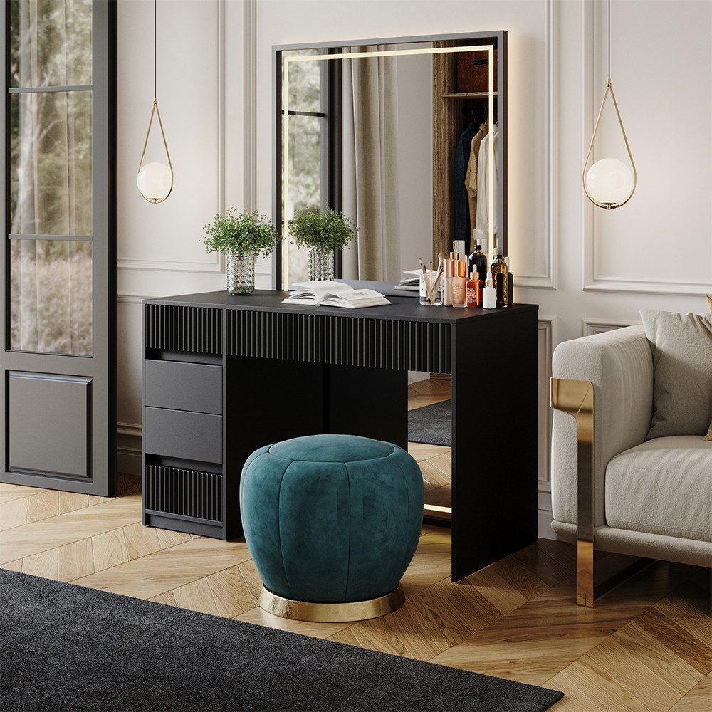 Vicco Schminktisch Omira, Schwarz, 120 cm ohne Spiegel (1-St)
