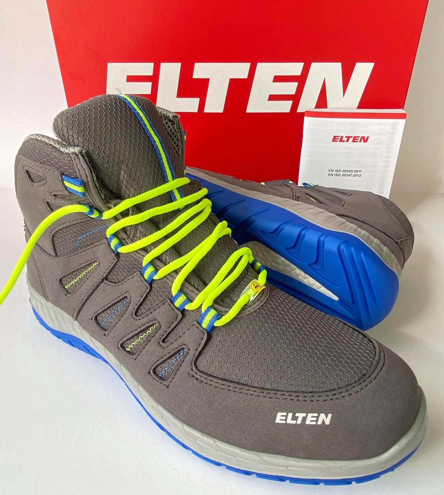 ELTEN 769551 MADDOX Mid ESD S1P SRC hohe Sicherheitssneaker Sicherheitsstiefel (Stahlkappe, Durchtrittschutz, Rutschhemmend, ESD) Sportliche Sicherheitsschuhe für optimalen Schutz & Tragekomfort