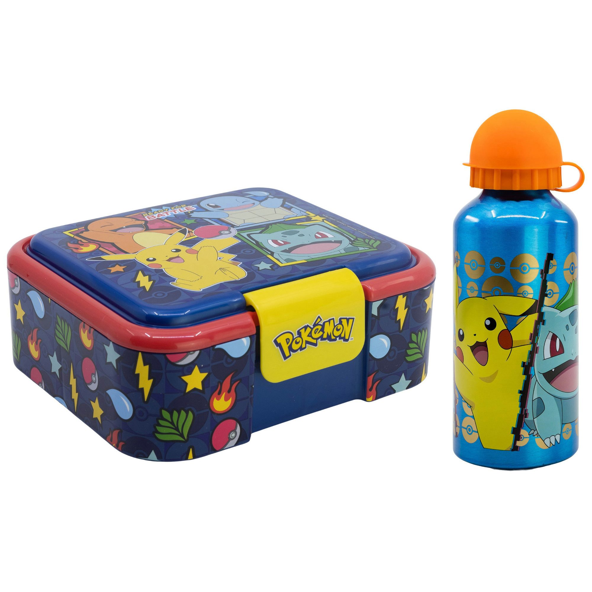 POKÉMON Lunchbox Pokemon Pikachu Kinder 2 tlg. Set XL Brotdose Alu-Trinkflasche 400 ml, (2-tlg., Spar-Set)