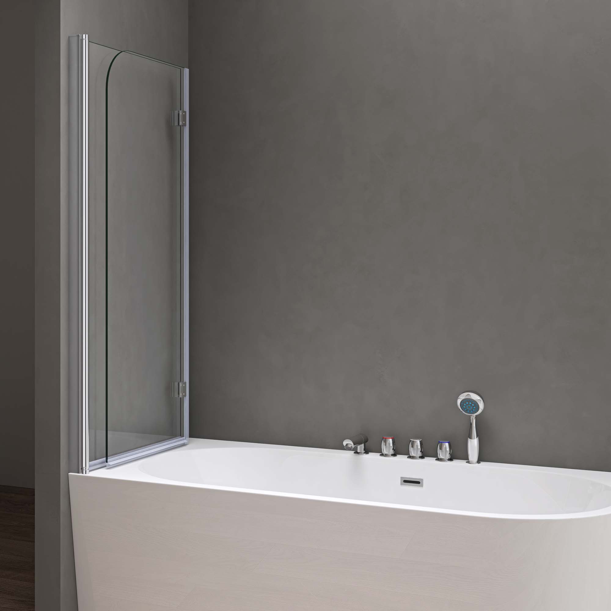 doporro shower screen for bathtub, bathtub screen including nano-sealing, 6mm tempered safety glass, 6mm single-pane safety glass, self-cleaning nano-coating