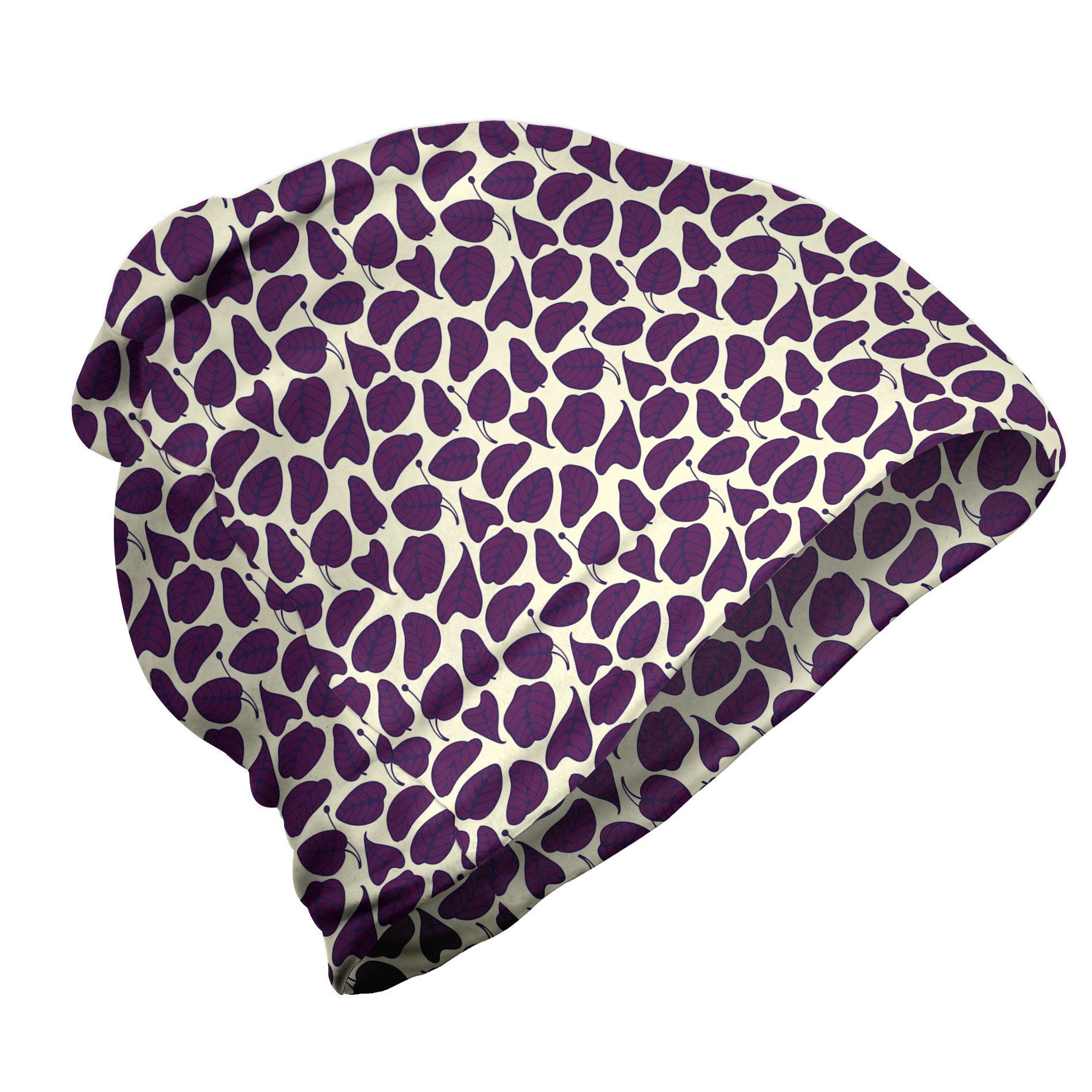 Abakuhaus Beanie Wandern im Freien Natur Dark Purple Leaves Pattern