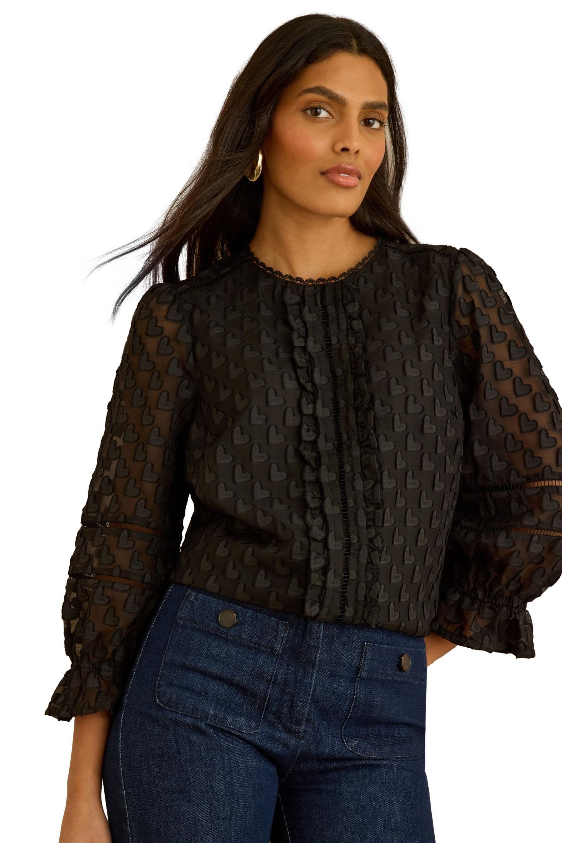 Langarmbluse Love & Roses Bluse mit 3/4-Ärmeln, Kurzgröße