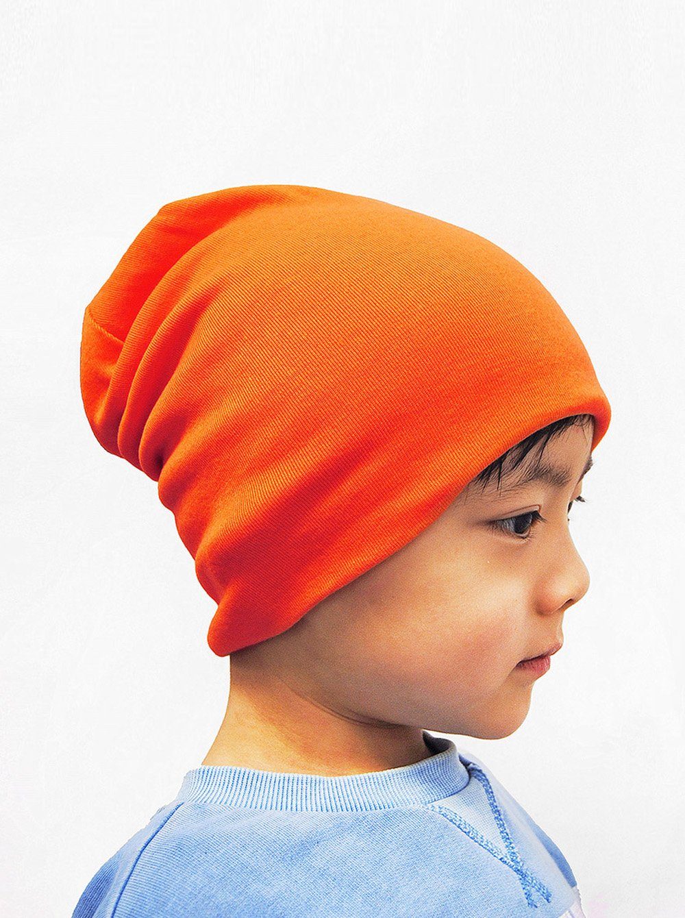 axy Beanie Kinder Slouch Beanie Long Mütze 1-5 Jahren Mütze für Jungen Mädchen Kleinkind Unisex Unifarbe Orange