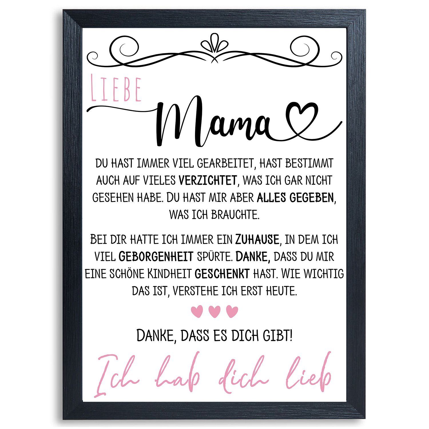 Tigerlino Poster Mama Muttertag Geburtstag Geschenk Mama Spruch Bild Mutter Kunstdruck, DIN A4