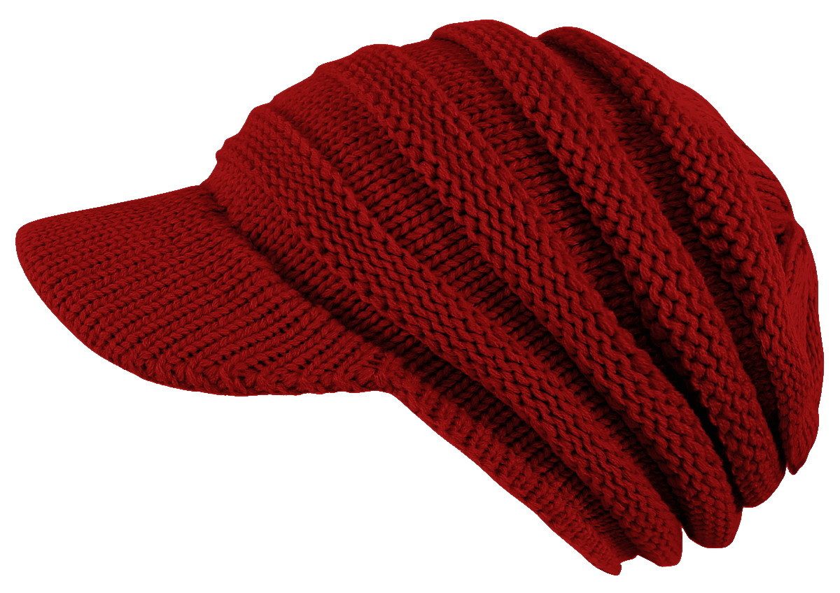 dy_mode Schirmmütze Damen Strickmütze Herren Schirmmütze Gestrickt Winter Mütze mit Schirm fester Schirm