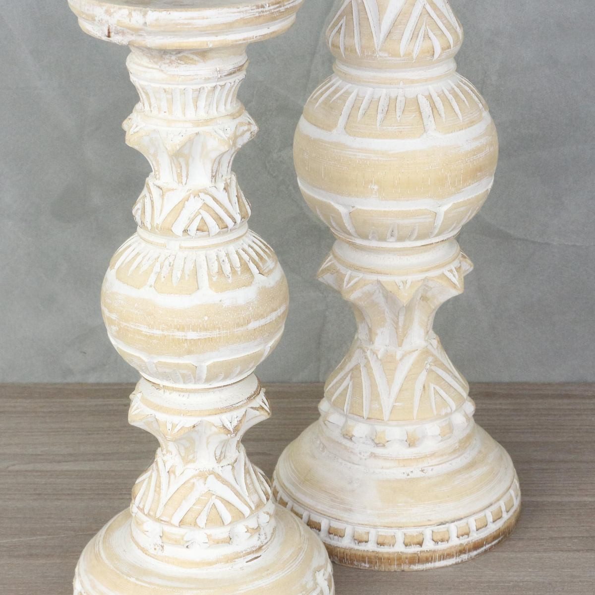 Oriental Galerie Dekofigur 2er Kerzenständer Set aus Indonesien Holz Mittel und Klein Model 1 (1 St)