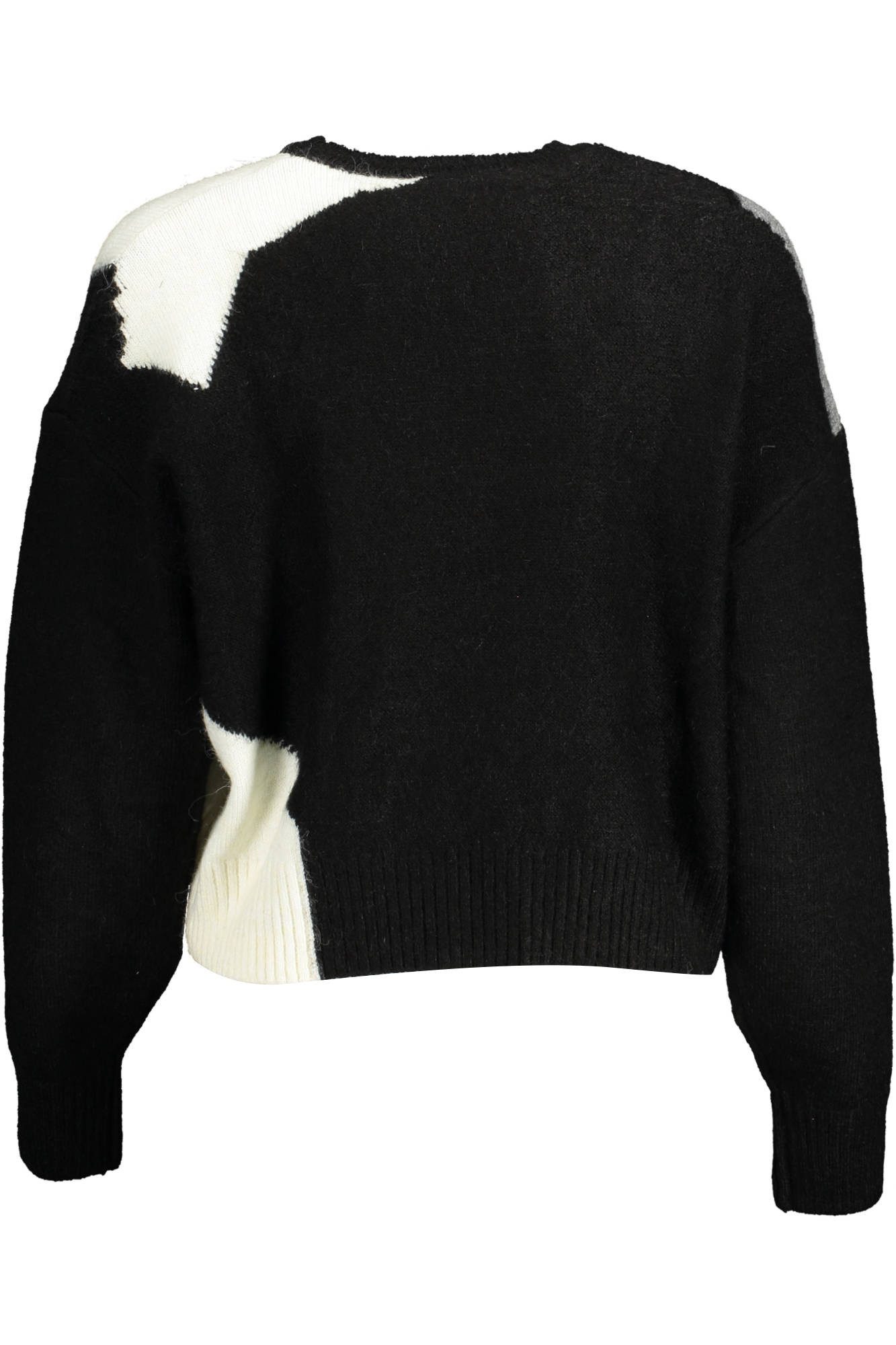 Desigual Strickpullover Damenpullover Schwarz: Langarm, Rundhals, kontrastreiche Details