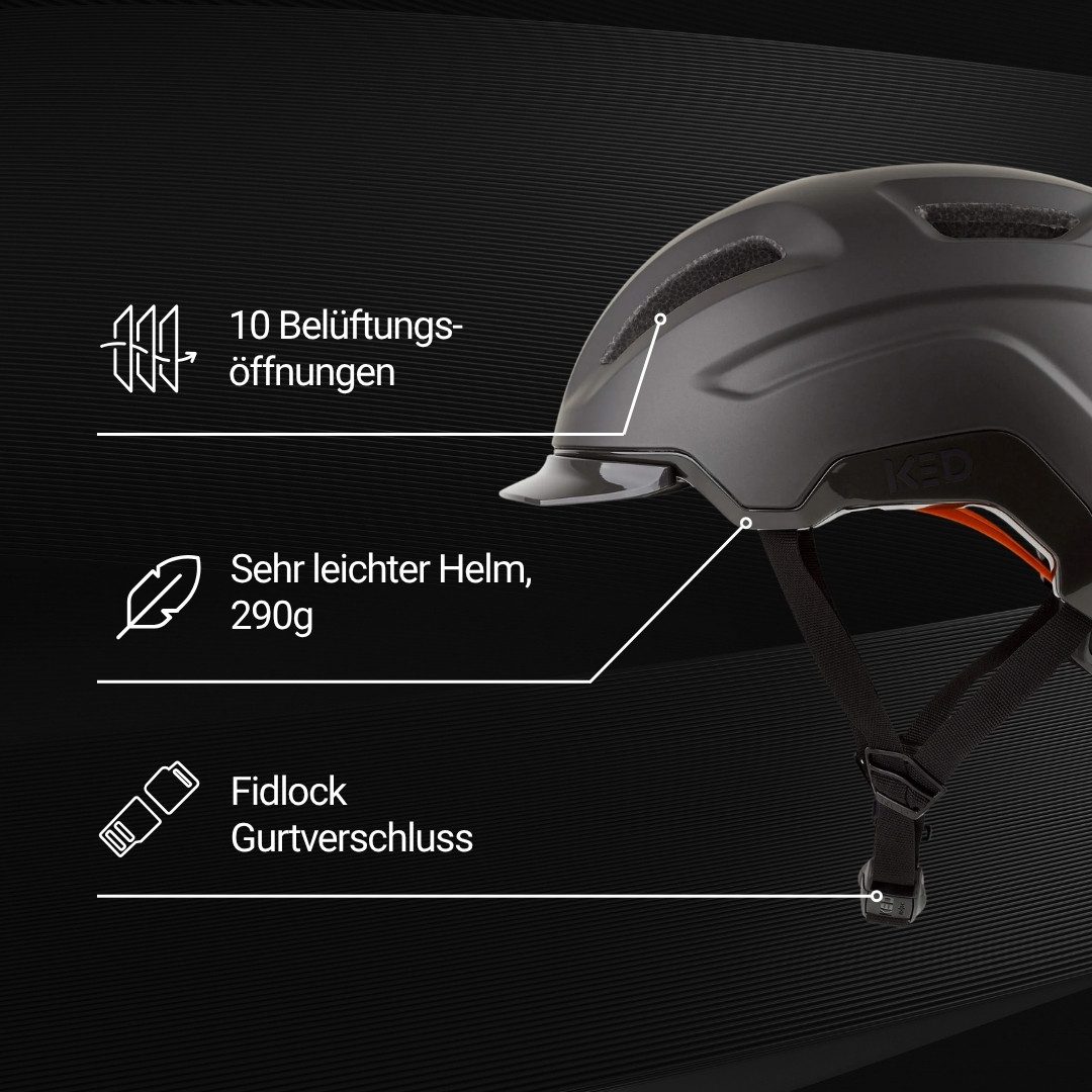 KED Fahrradhelm Pedalon E-Bike Helm, mit LED-Rücklicht und Maxshell-Technologie