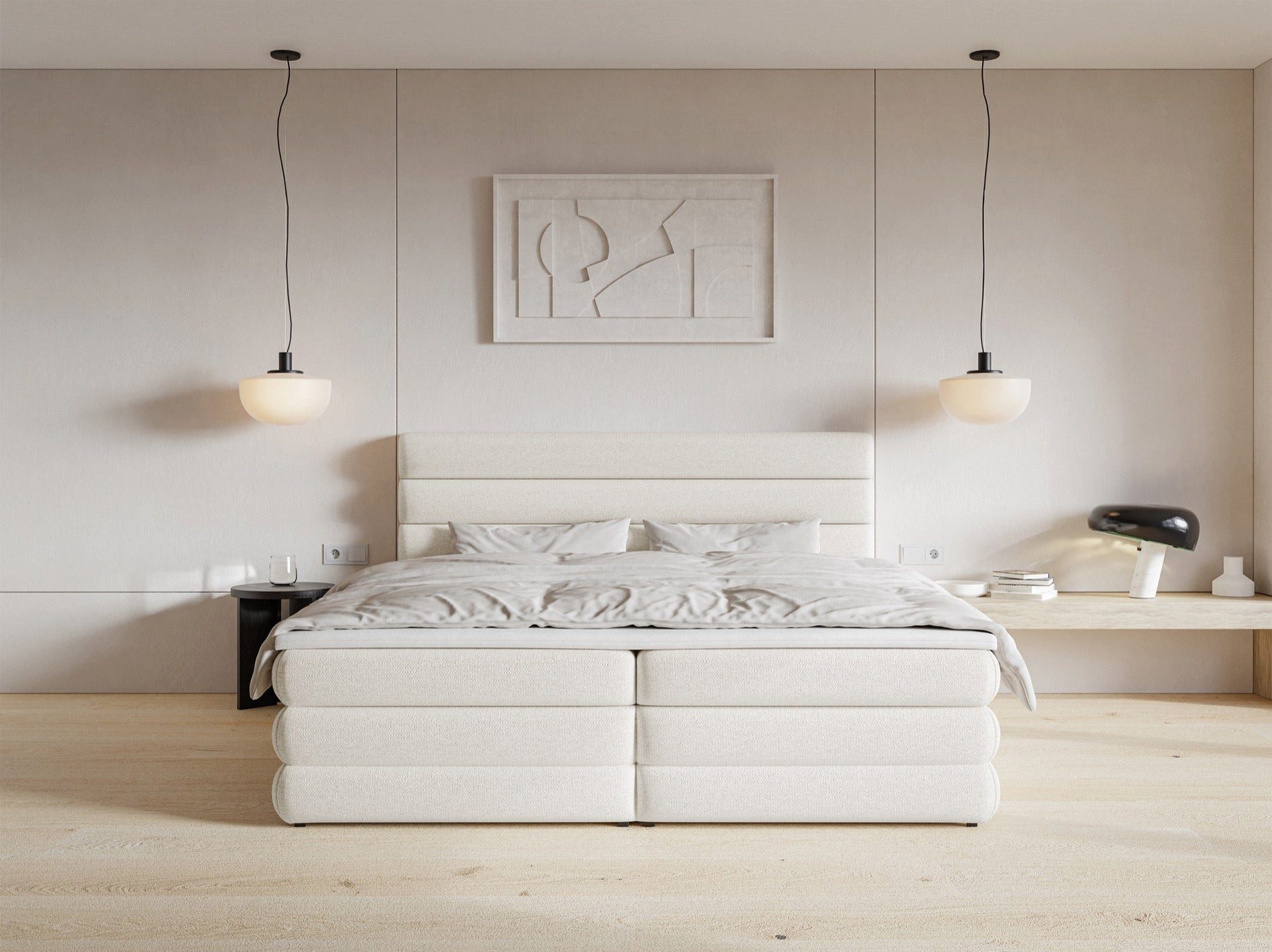 Selsey Boxbett ALEGRE, mit Bettkästen, Bonellmatratze H3, Visco-Topper und Chenille