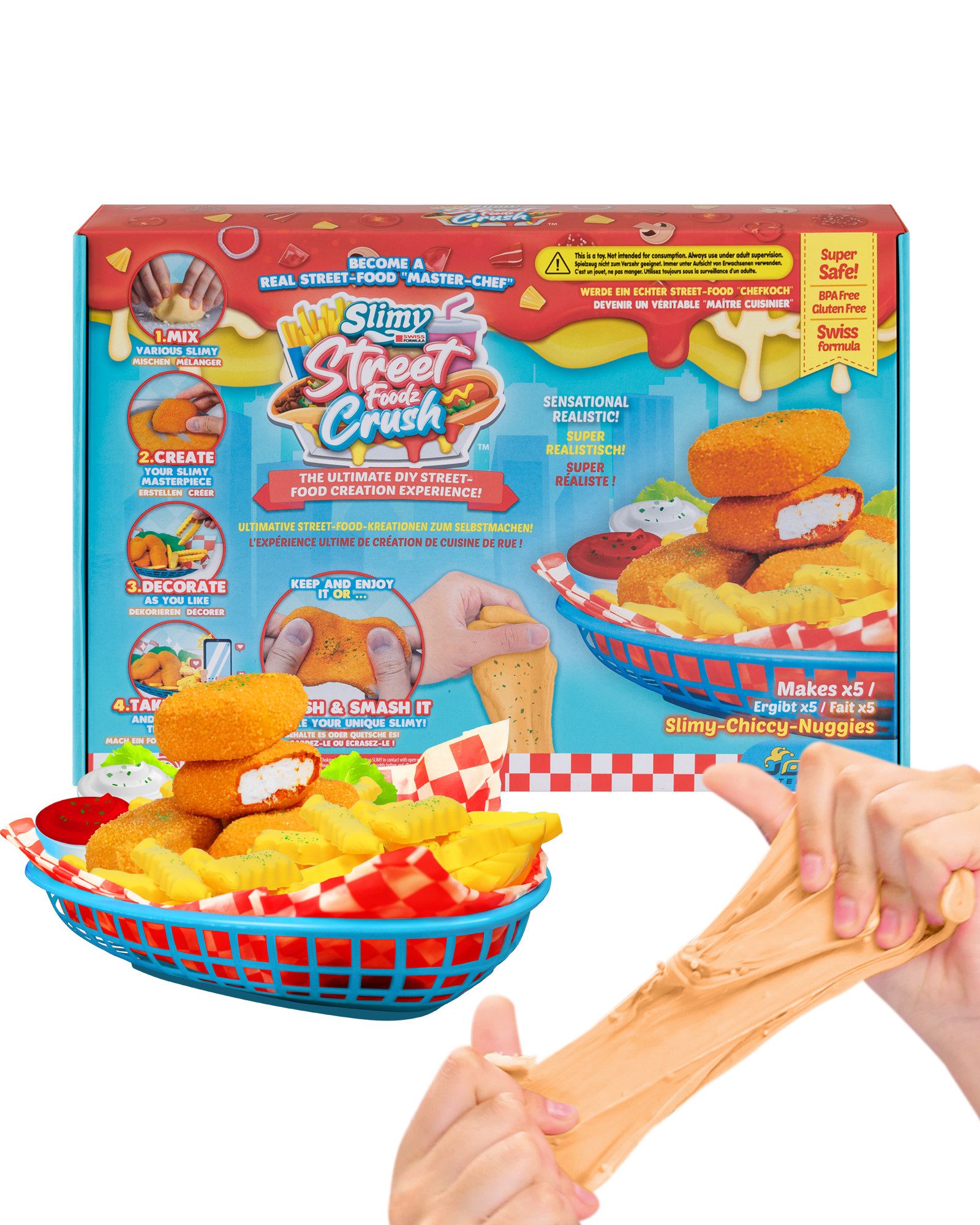 Slimy® Knetform-Set Street Food Crush - Chiccy Nuggies (1-tlg), Slime und Knete Kreativ-Set zum selber Mischen, Formen und Dekorieren