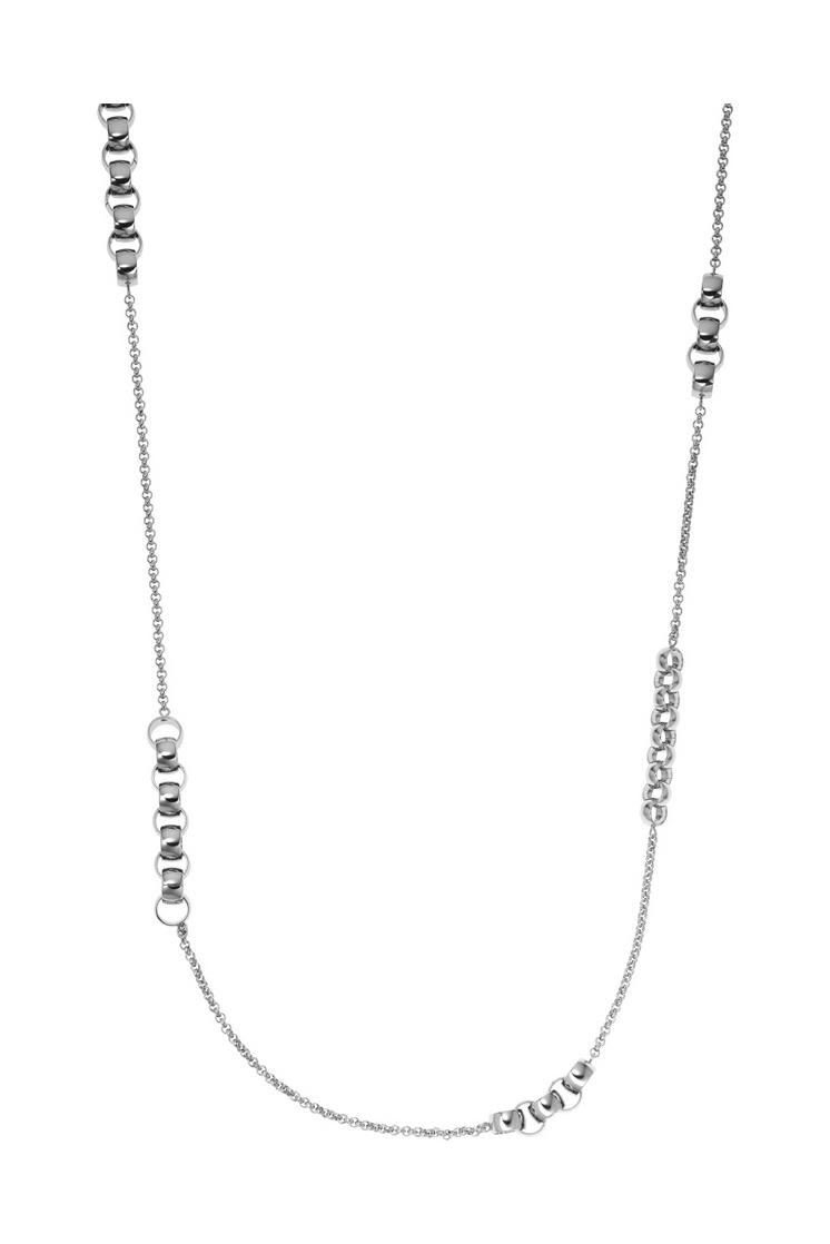 DKNY Collier Damen, aus Edelstahl, Erbskette, Silber, Karabiner, 90cm lang