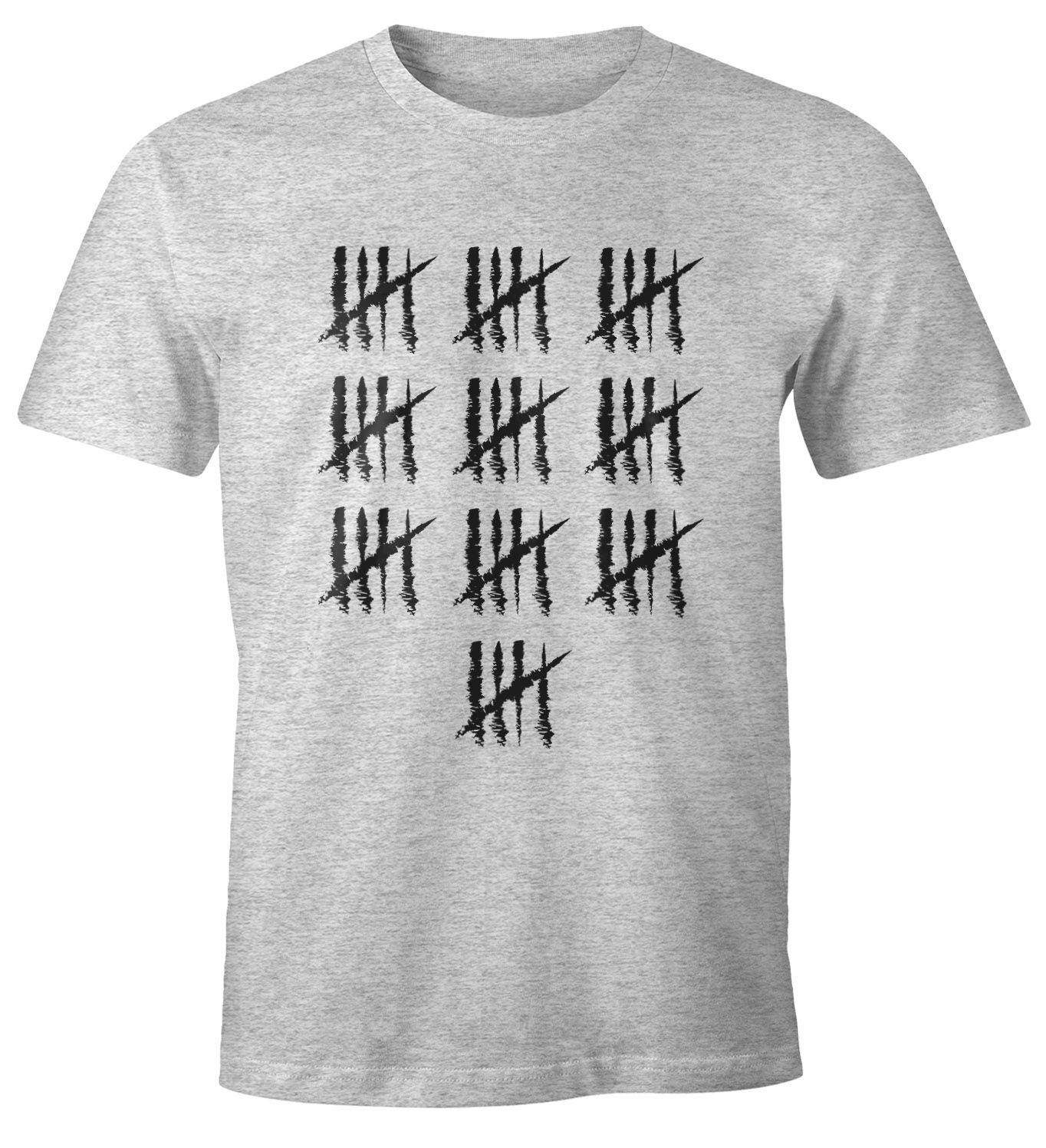 MoonWorks Print-Shirt Herren T-Shirt [object Object] Geburtstag Strichliste Striche Jubiläum Jahrgang Geschenk Alter Fun-Shirt Moonworks® mit Print 50 grau