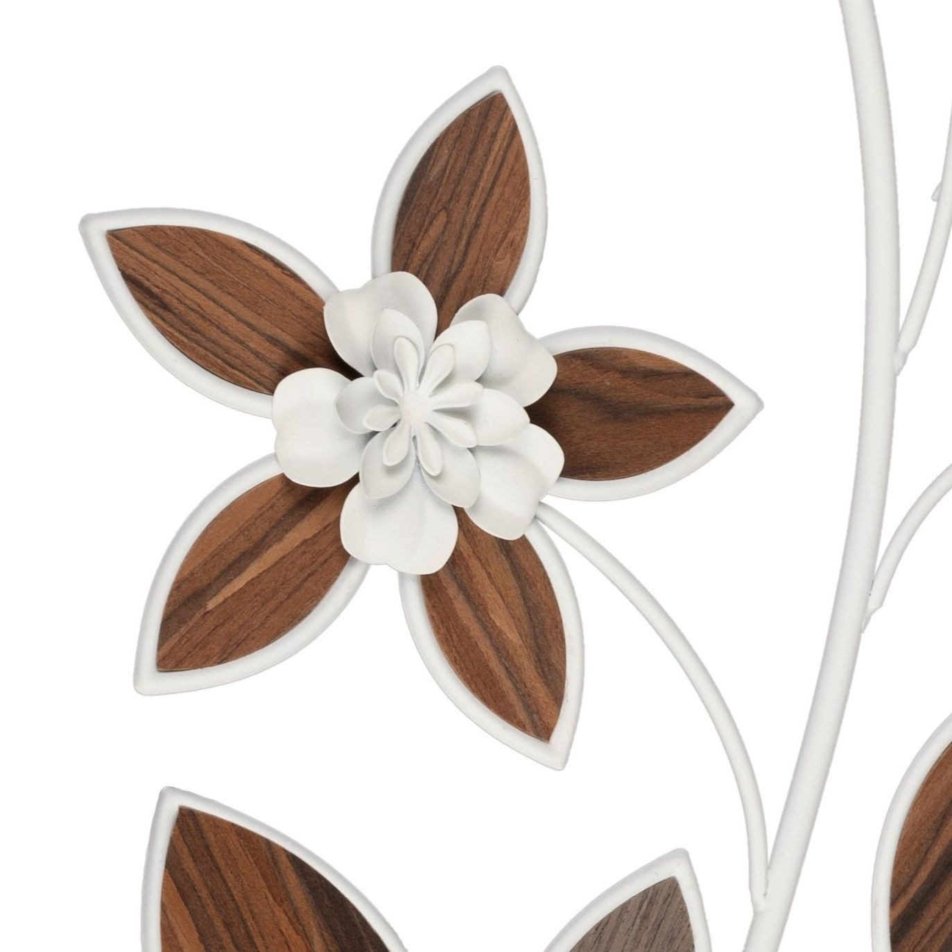formano Wandbild RELIEF, Blumenranke, mit Holzelementen, Weiß, Blumenranke, H: 60cm