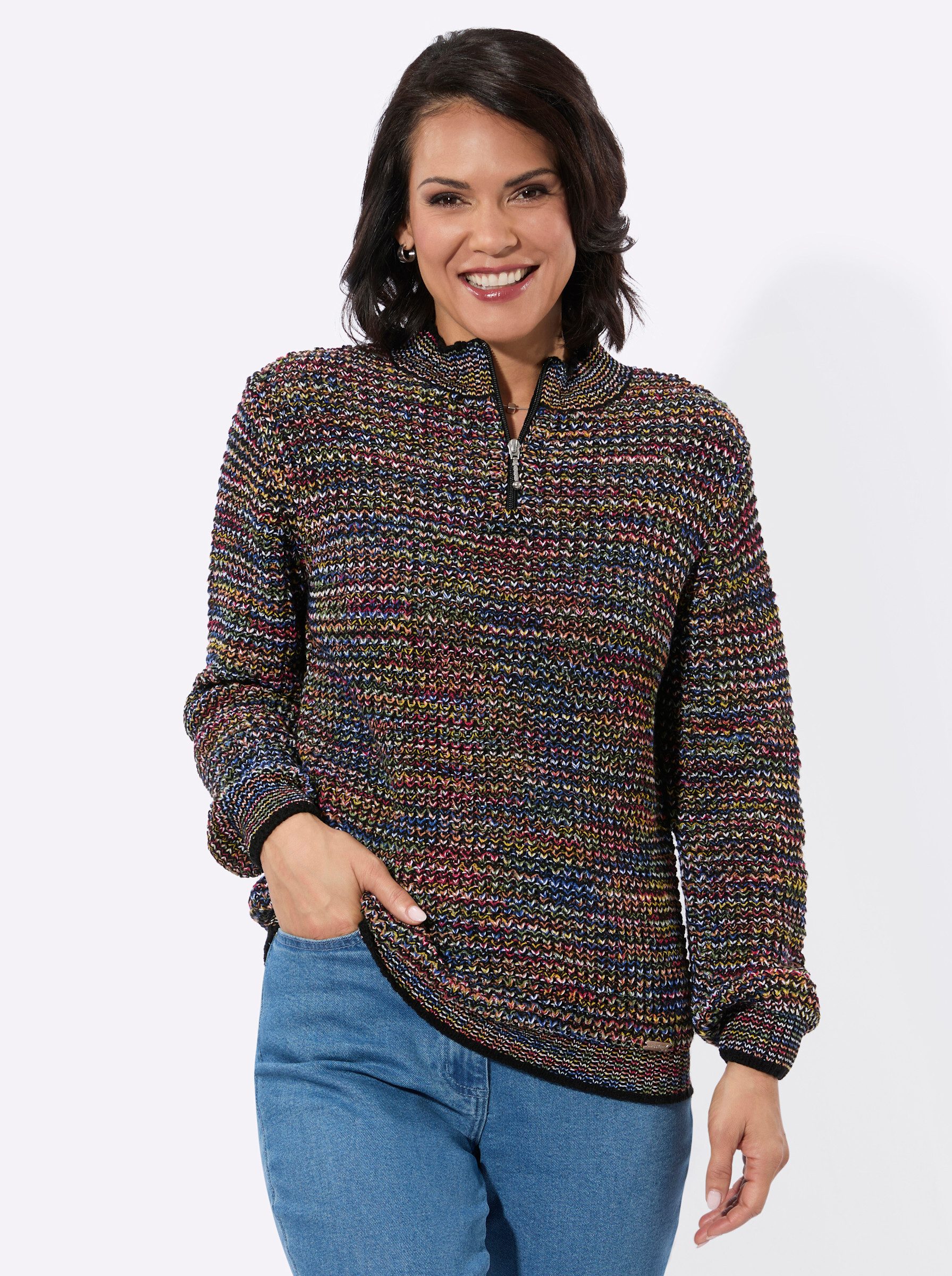 Witt Strickpullover Stehkragen-Pullover Langarm Grobstrick