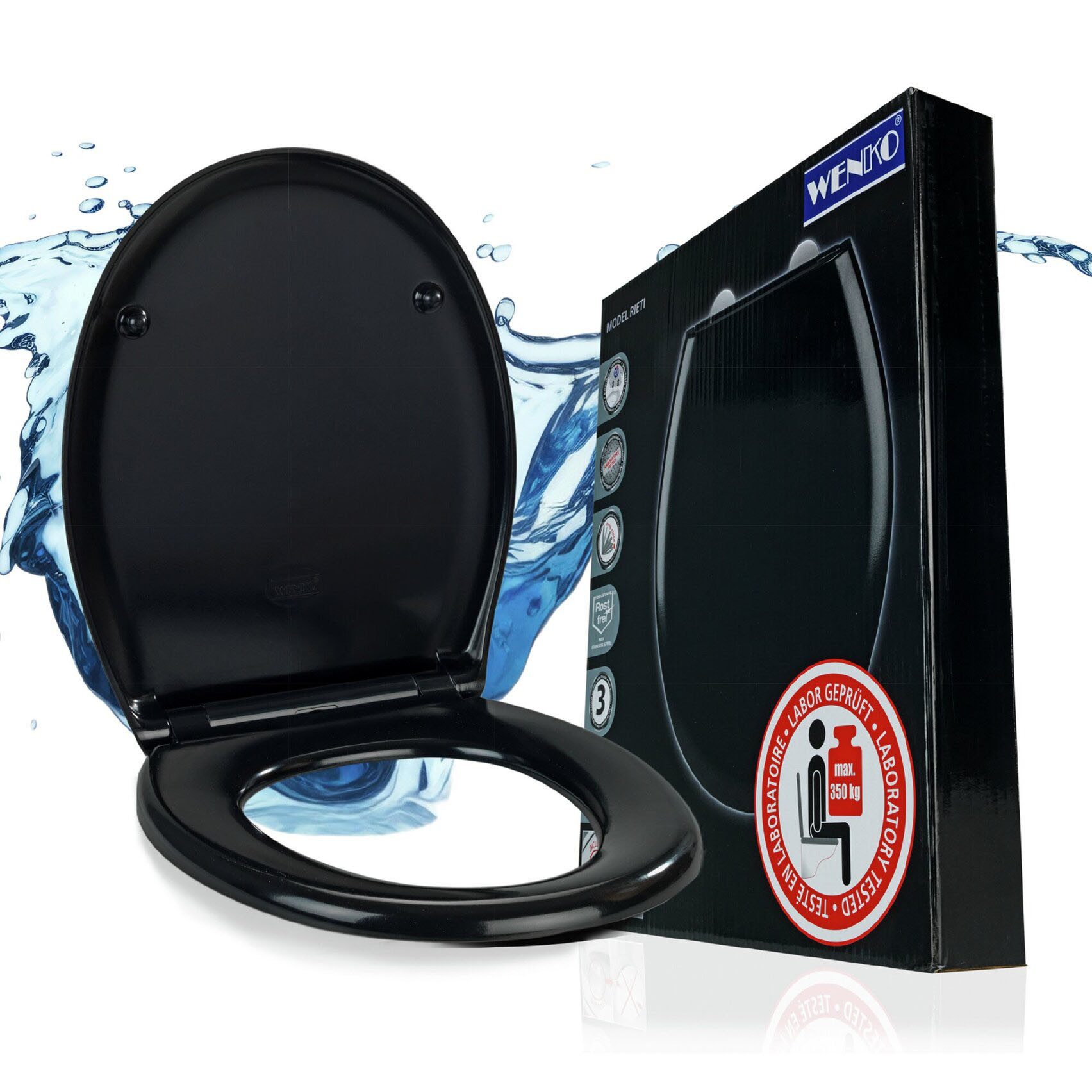 Wenko WC-Sitz Rieti Easy Close aus Duroplast Schwarz