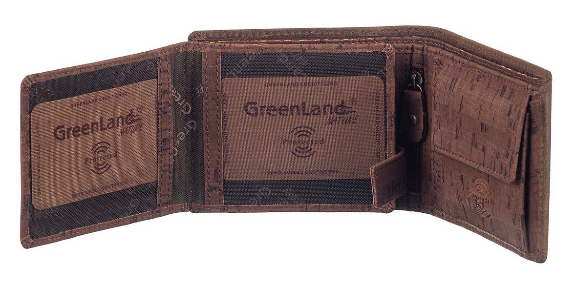 leather-cork, GreenLand mit Sicherheitsschutz NATURE Nature Geldbörse