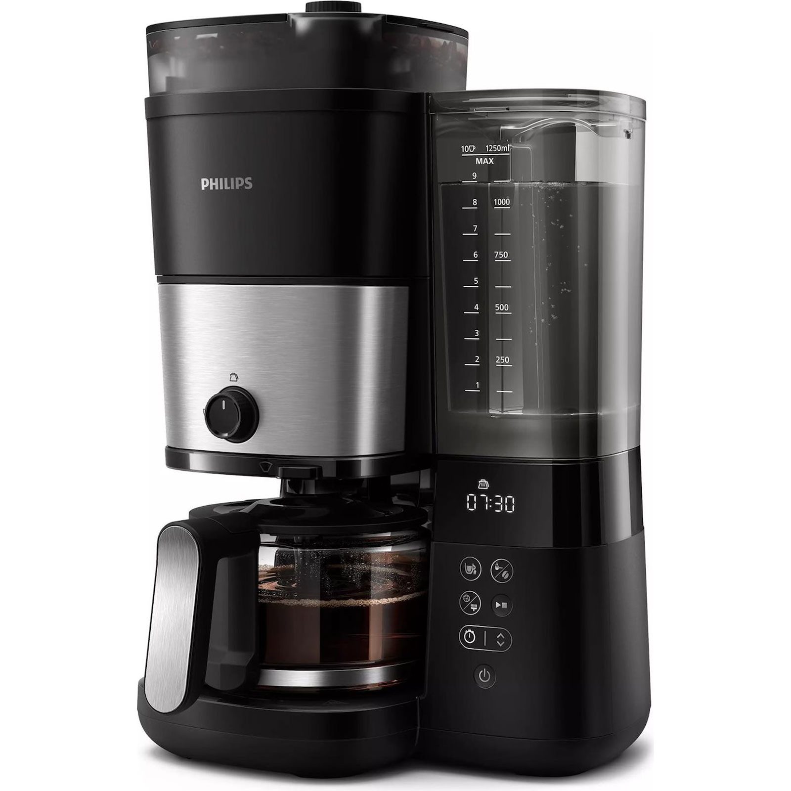 Philips Filterkaffeemaschine HD 7900/01 Filterkaffeemaschine mit Mahlwerk, Bohnenbehälter mit zwei Fächern, Tassenfunktion, Mahlwerk