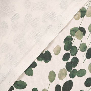 Vorhang SCHÖNER LEBEN. Vorhang Digitaldruck Blätter wollweiß grün 245cm, SCHÖNER LEBEN., Smokband (1 St), blickdicht, Baumwolle, handmade, made in Germany, vorgewaschen