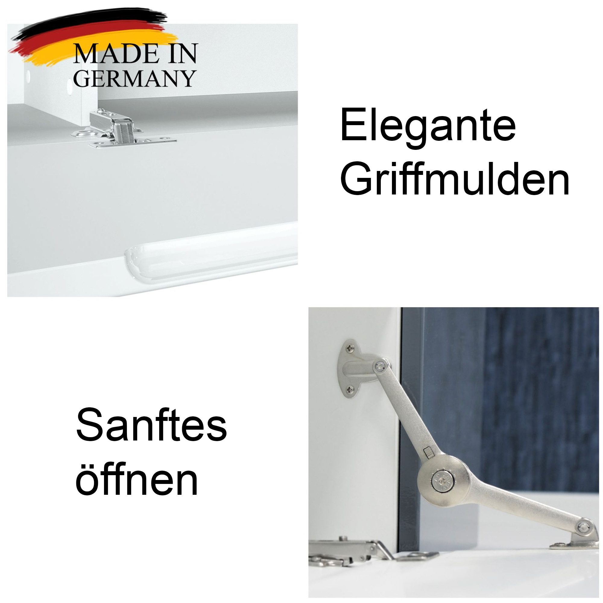 InnoFurn Lowboard Lia hängendes Tv-Board (hängender Fernsehschrank, Weiß matt/Weiß Hochglanz (38,5 x 165 x 30 cm), hängendes Tv-Board, Moderner Fernsehschrank 1 – Bild 5 von 5