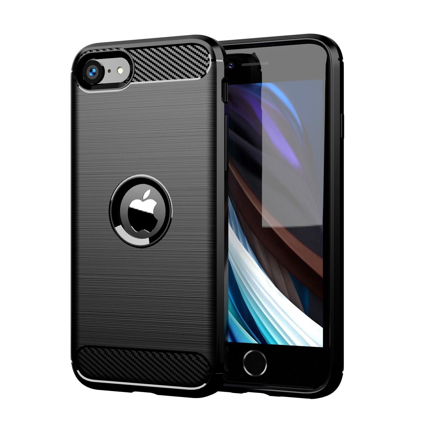 Cadorabo Handyhülle für iPhone SE 2020 Hülle Apple iPhone SE 2020, Flexible Ultra Slim TPU Silikon Handy Schutzhülle Back Cover Bumper