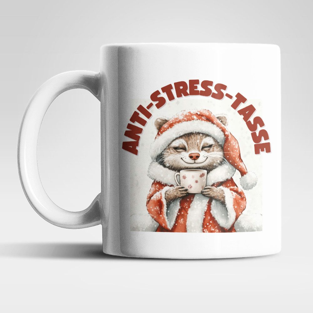 WS-Trend Tasse Anti Stress Christmas Erdmännchen Kaffeetasse Teetasse Geschenkidee, Keramik