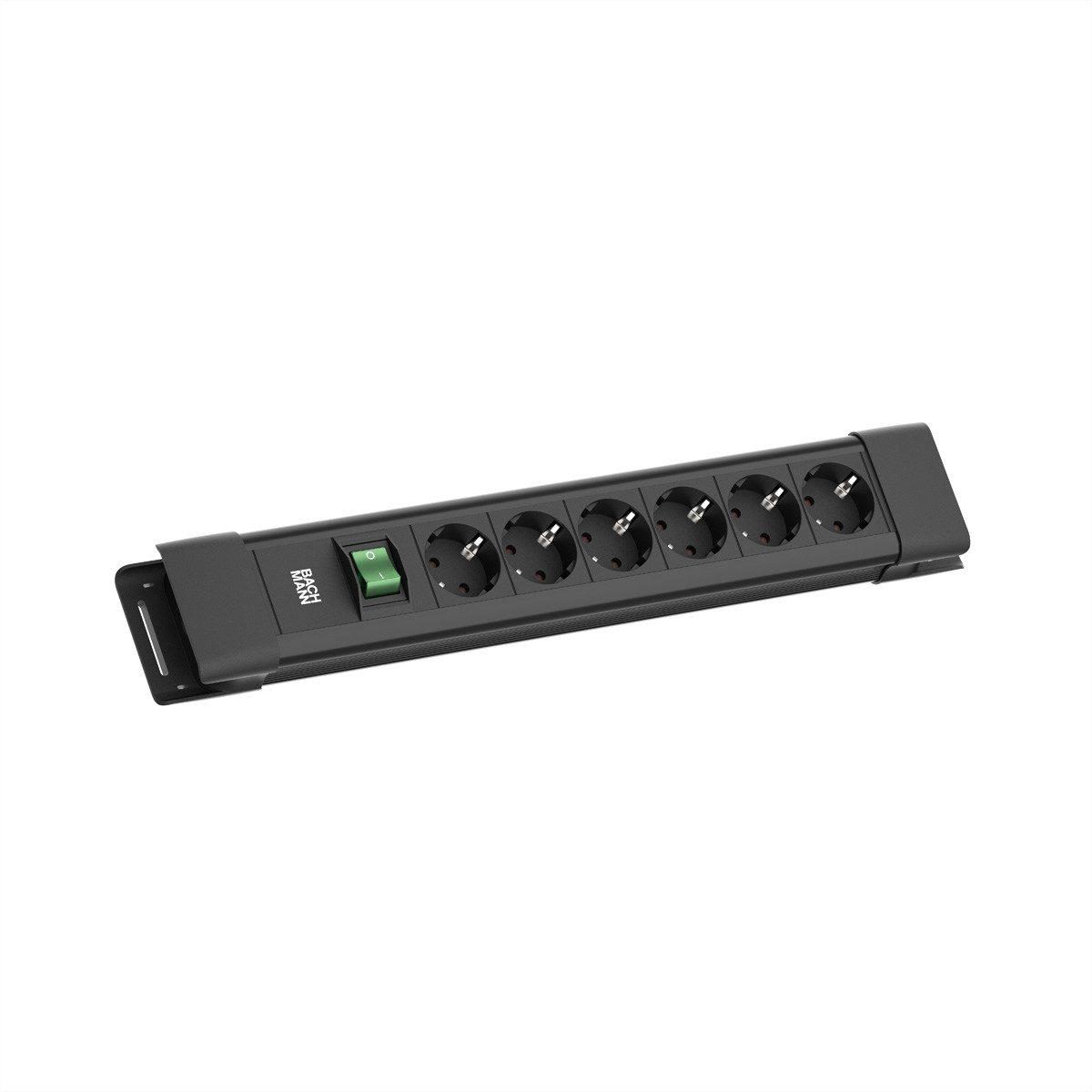 Bachmann CONNECTUS 6xCEE7/3 Steckdosenleiste (Kabellänge 2 m), 1xSchalter 2,0m CEE7/7 Schwarz, BM005912