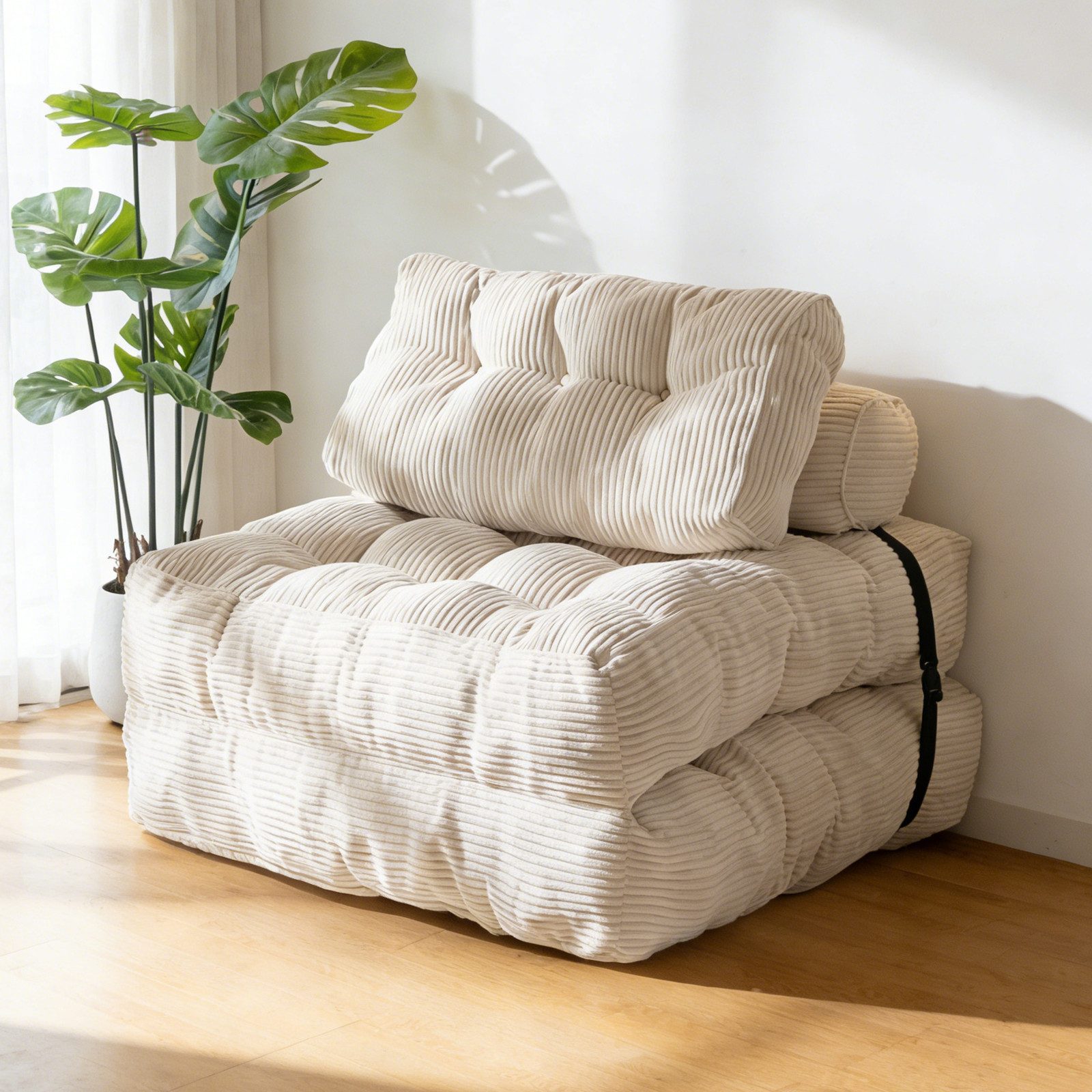 TWSOUL Sitzsack Schlafsofa Klappsofa faltbar mit Matratze,3-in-1 Gästebett, & Bodensofa, platzsparend,für Wohnzimmer & Gästezimmer
