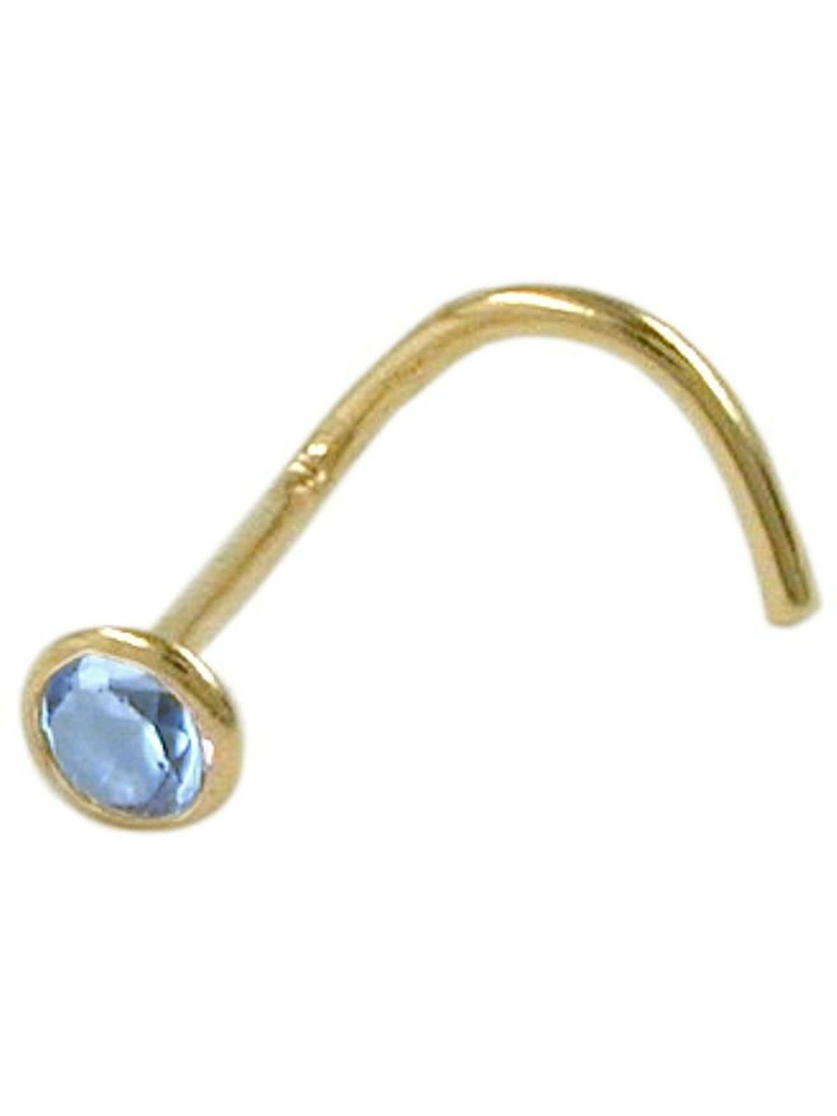 Gallay Nasenpiercing Nasenstecker 2,5mm synth. Aquamarin 18Kt GOLD (1-tlg)