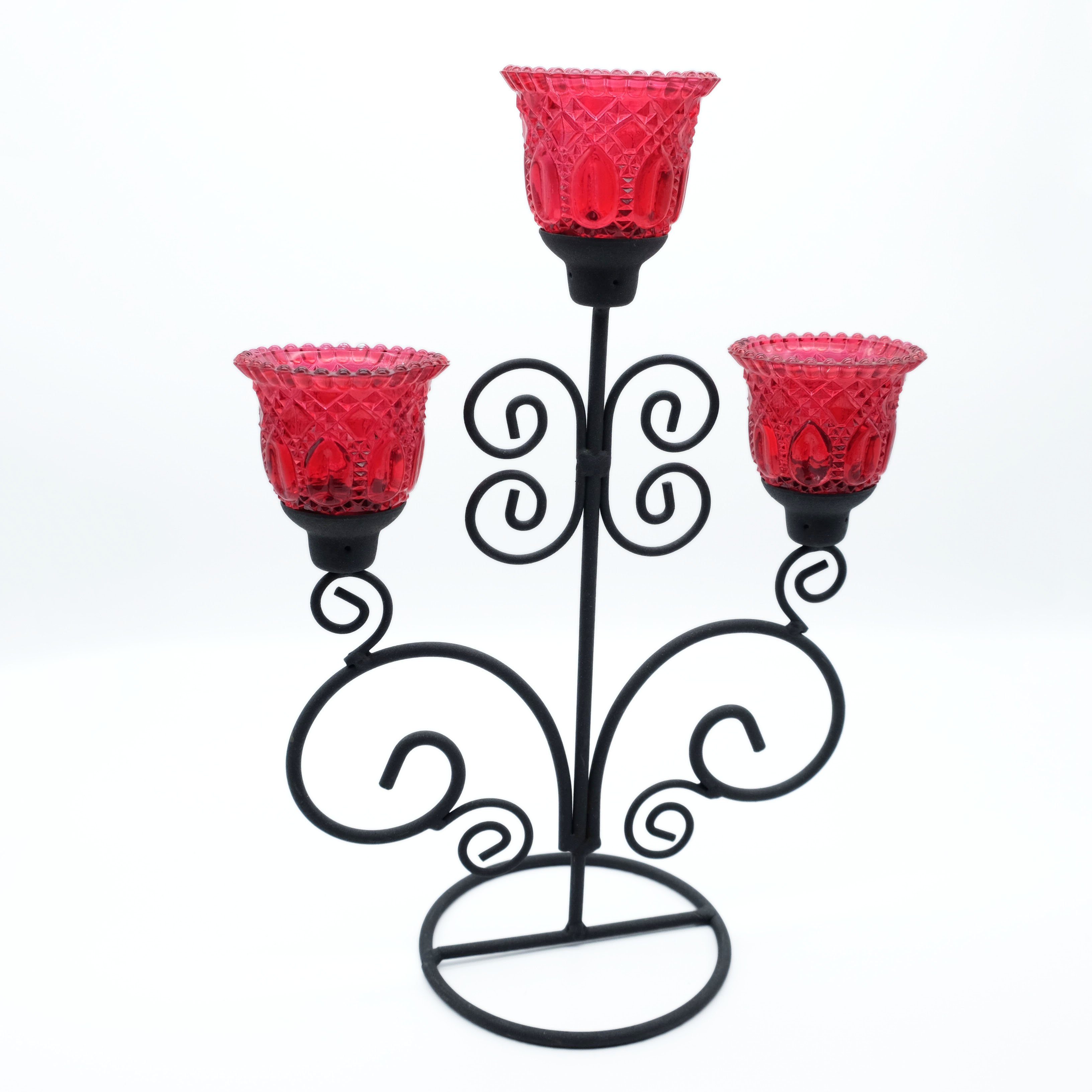 Teelichthalter Kerzenständer rot Kerzenständer, DeColibri Glas, standfest Kerzenhalter,