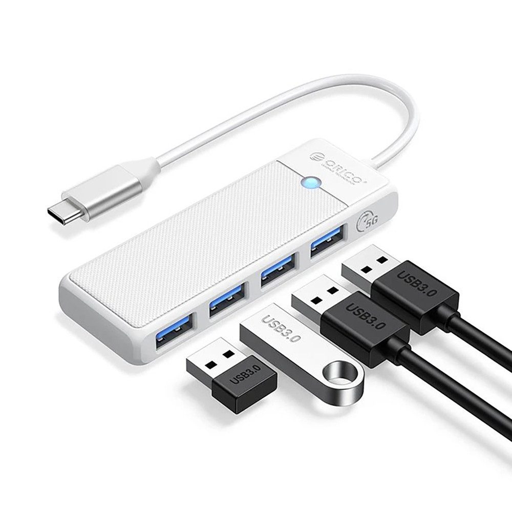 ORICO USB-Hub Verteiler HUB (4-in-1, USB-C, 4x USB-A 3.0, kompakt, ABS)