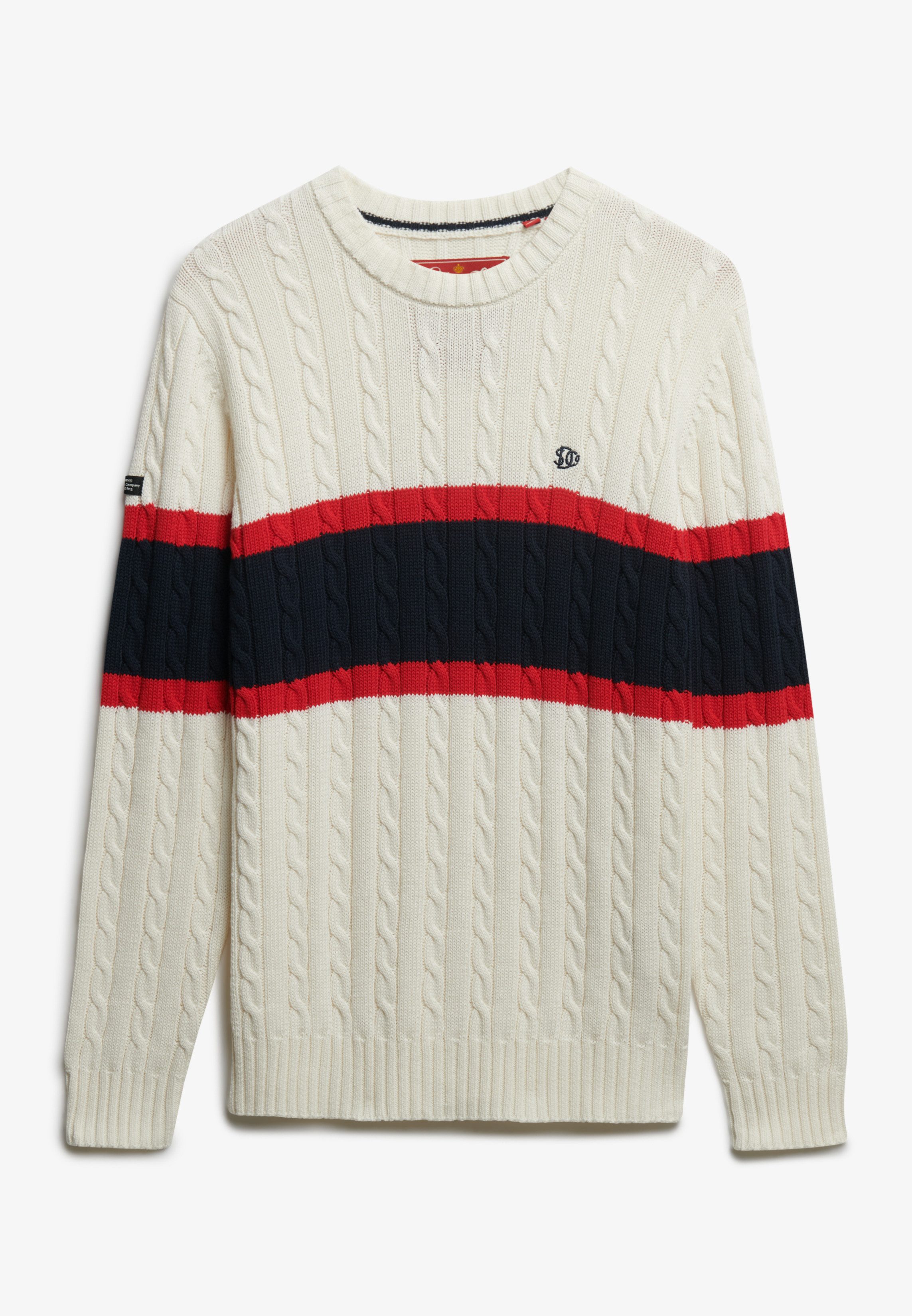 Superdry Strickpullover Cotton Stripe Cable Jumper